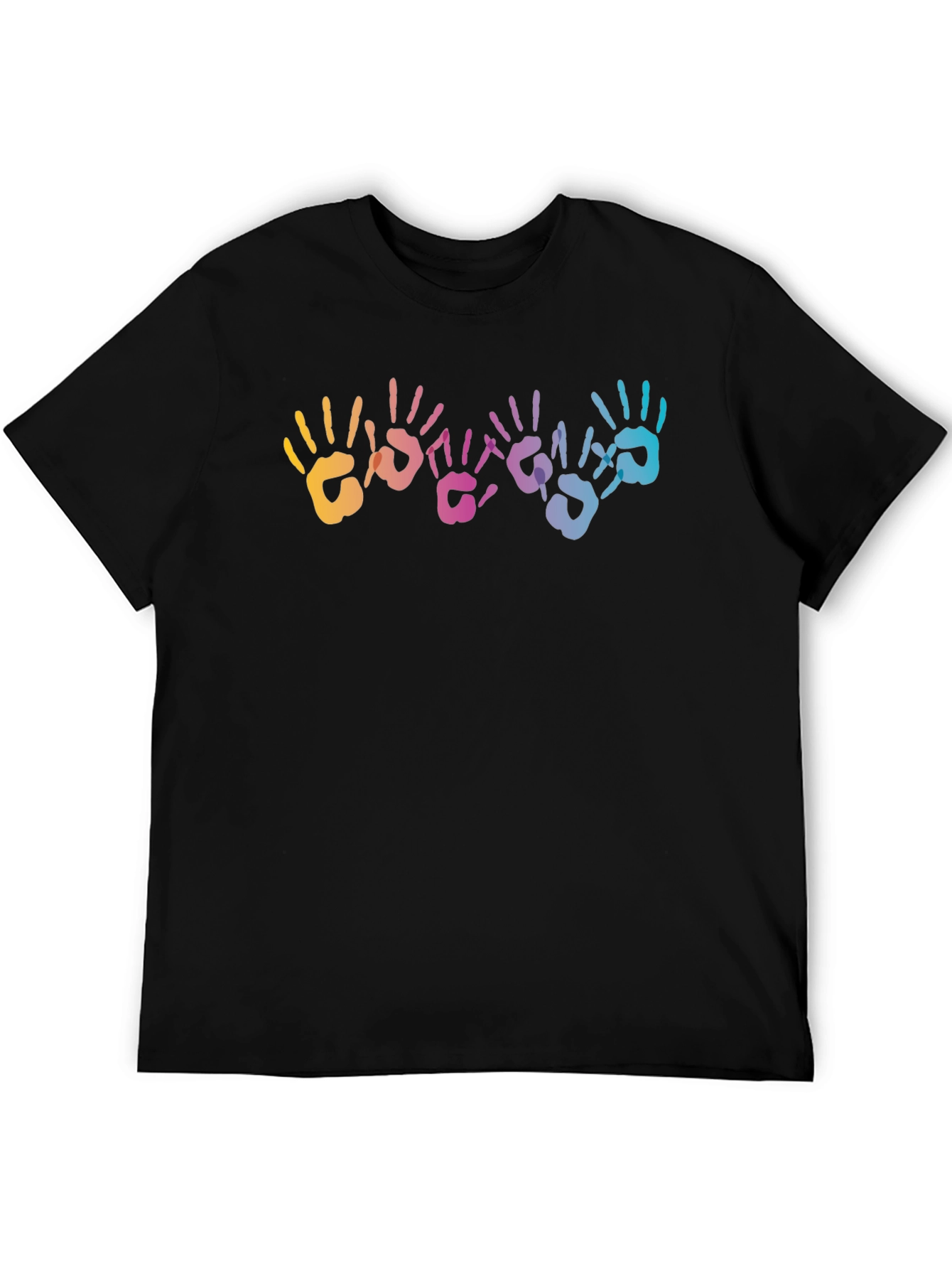 Black Rainbow Handprint Graphic T-Shirt - Black view 5