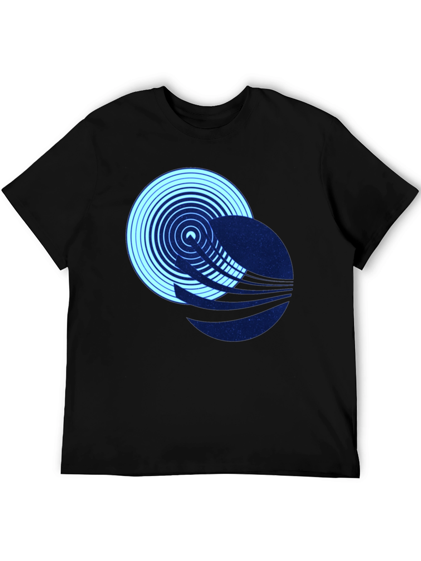 Black Abstract Circle Graphic Tee - Black Cotton Blend T-Shirt view 5