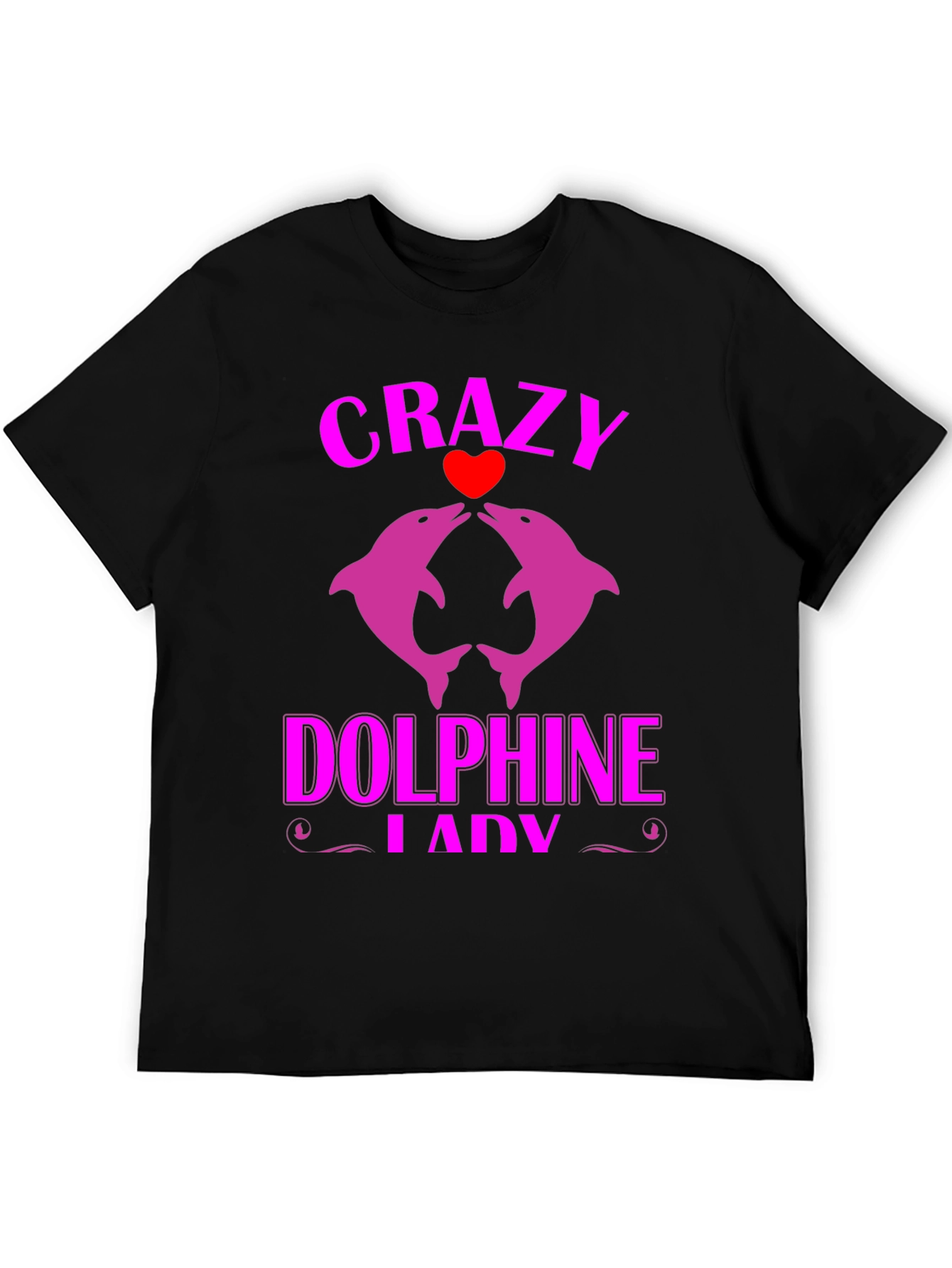 Black Crazy Dolphin Lady Graphic Tee view 5