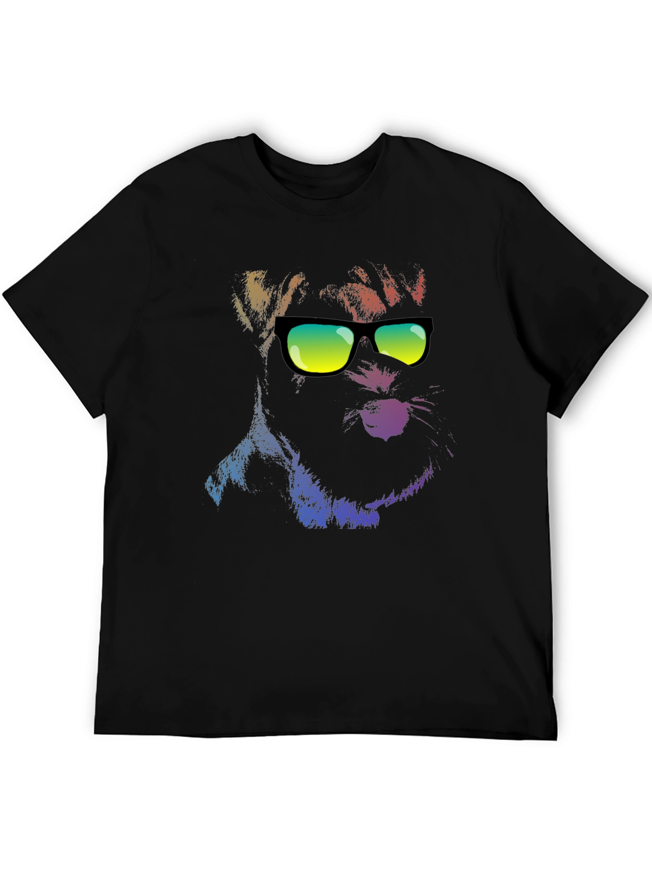 Black Cool Dog in Shades Men's Black T-Shirt view 5