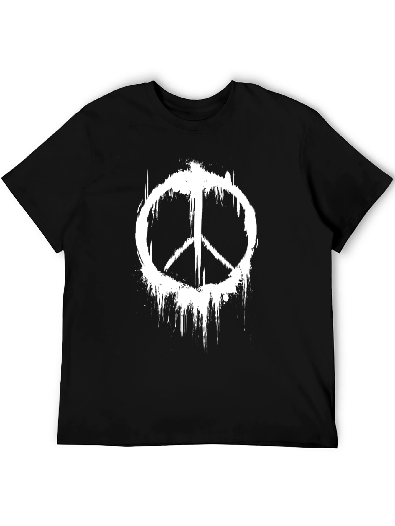 Black Peace Symbol Distressed Graphic T-Shirt view 5