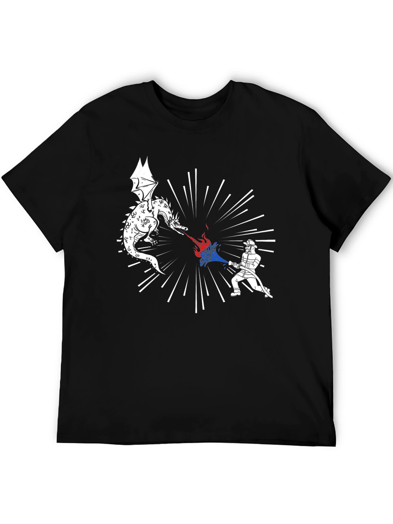 Black Dragon vs Firefighter Graphic Tee - Black view 5