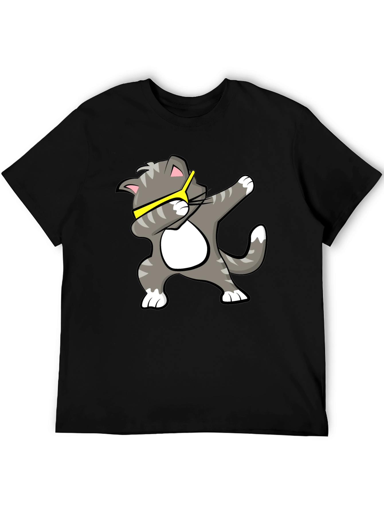 Black Cool Cat Dab T-Shirt - Black view 5