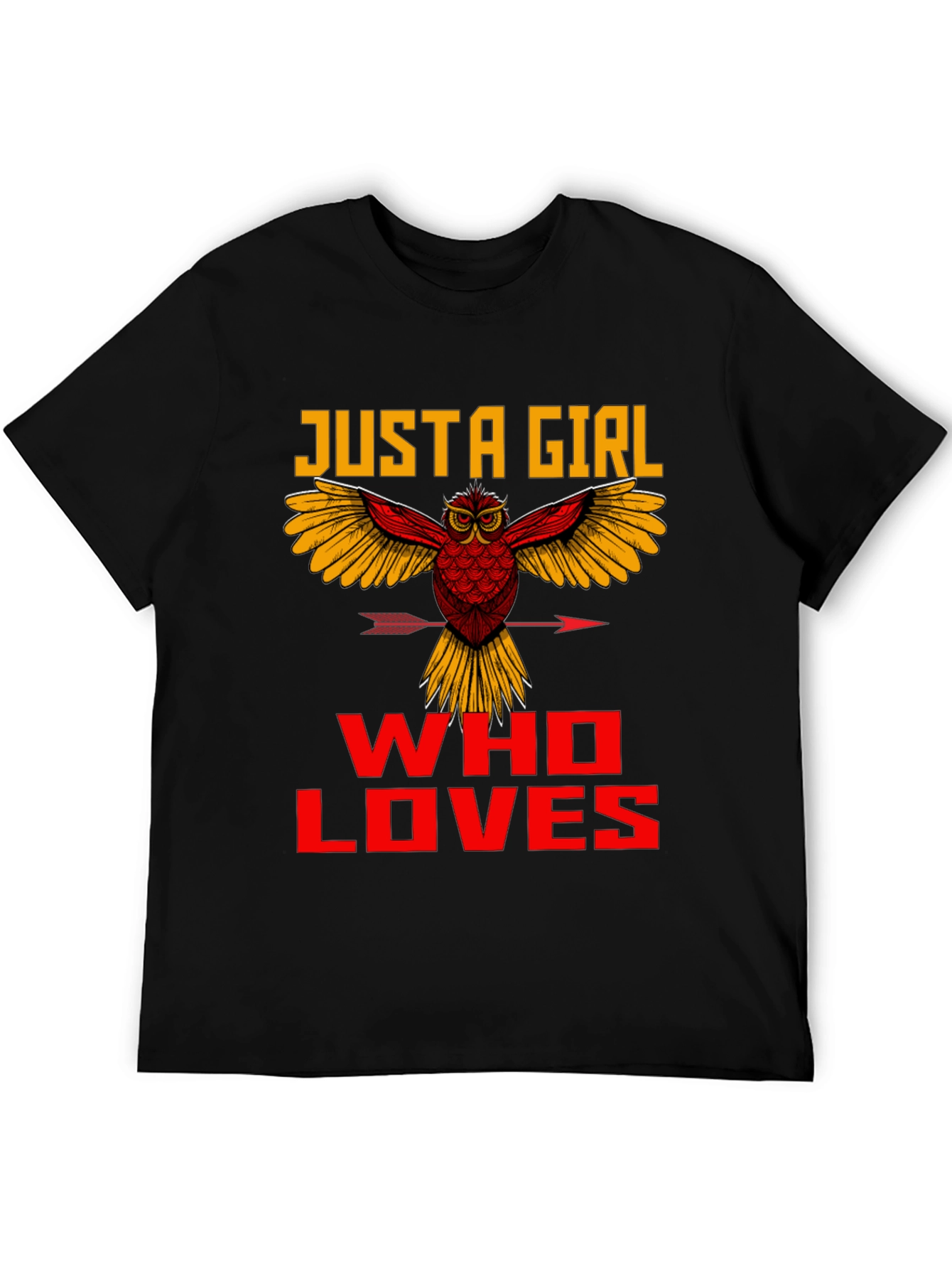Black Just A Girl Who Loves Owls Graphic Tee view 5