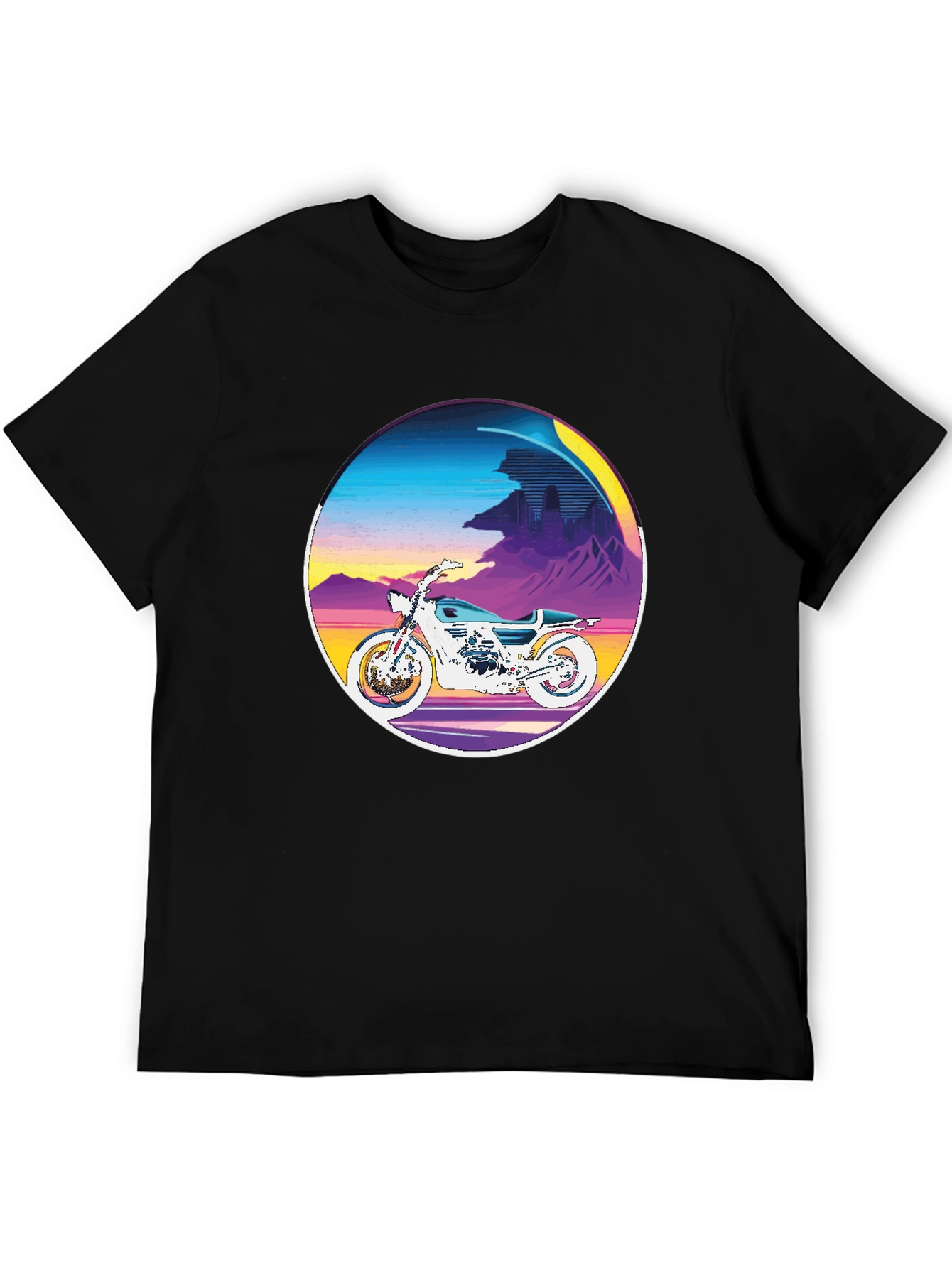 Black Retro Motorcycle Graphic Tee - Vintage Style view 5