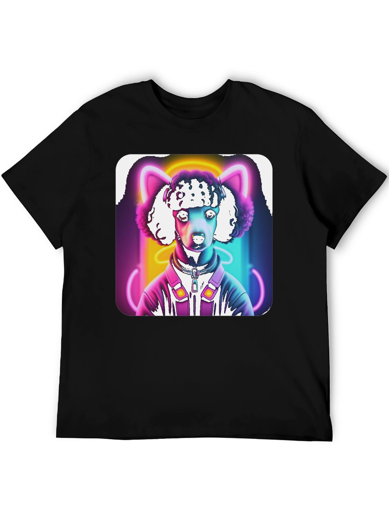 Black Neon Poodle DJ Graphic Tee view 5