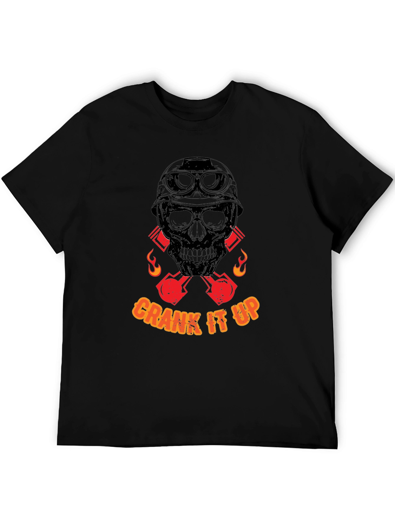 Black Crank It Up Skull Graphic T-Shirt - Black view 5