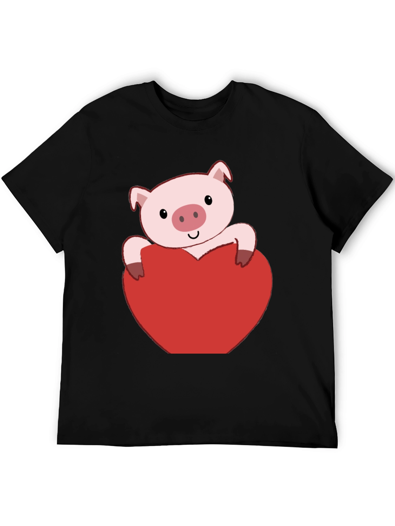 Black Pig Heart Valentine's Day T-Shirt view 5