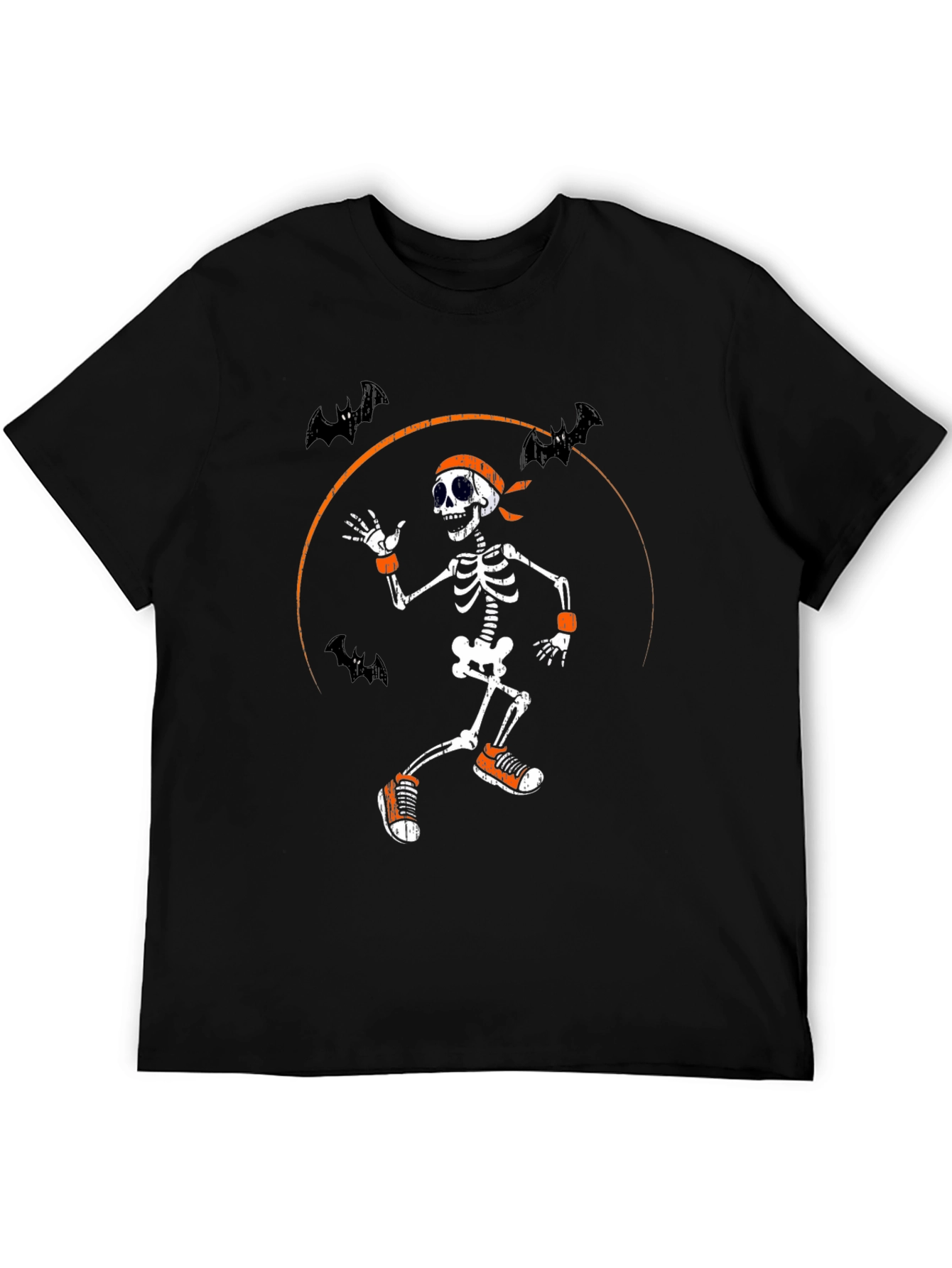 Black Halloween Skeleton Running Bats T-Shirt view 5