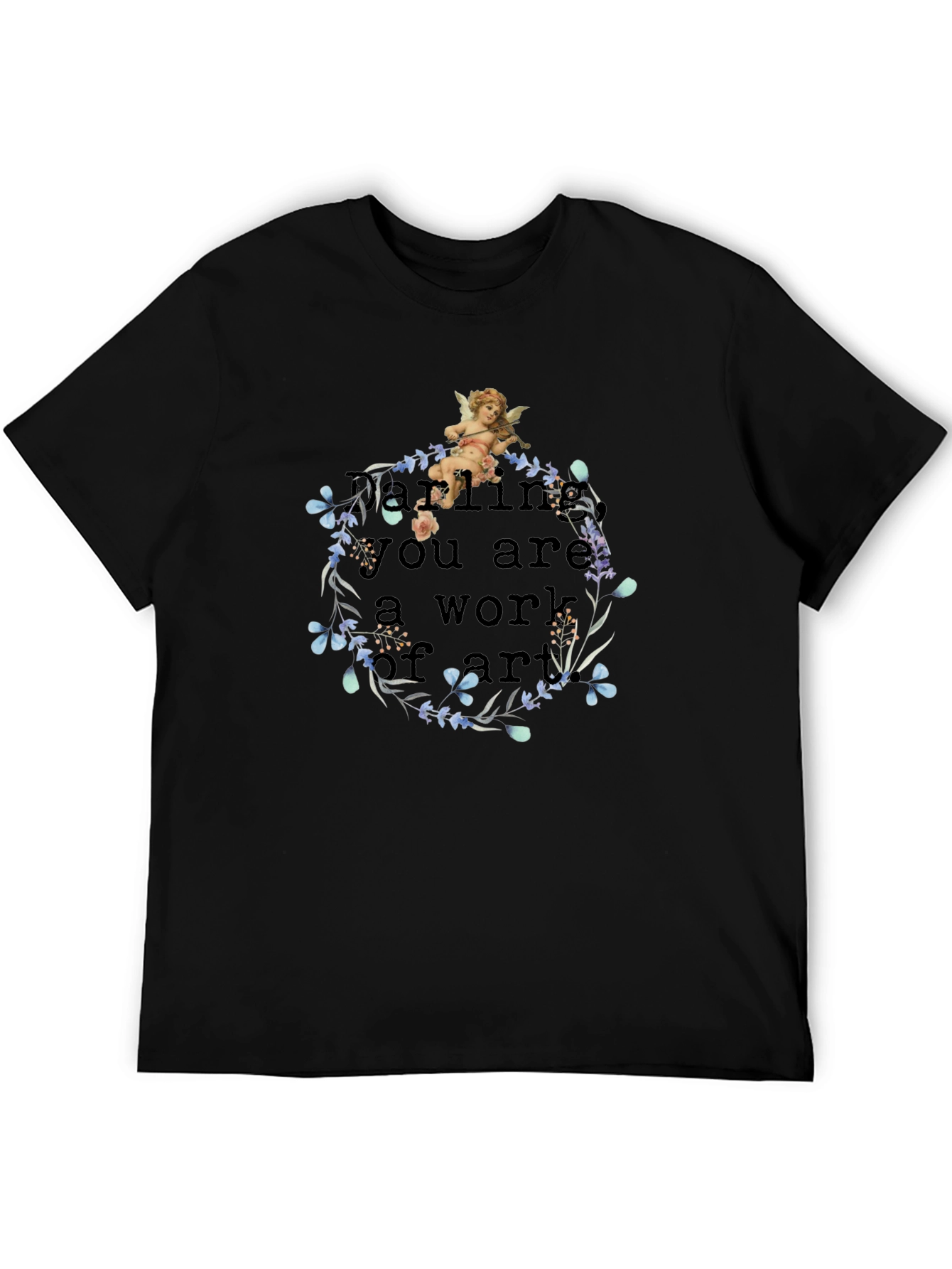 Black Artistic Angel Black T-Shirt view 5