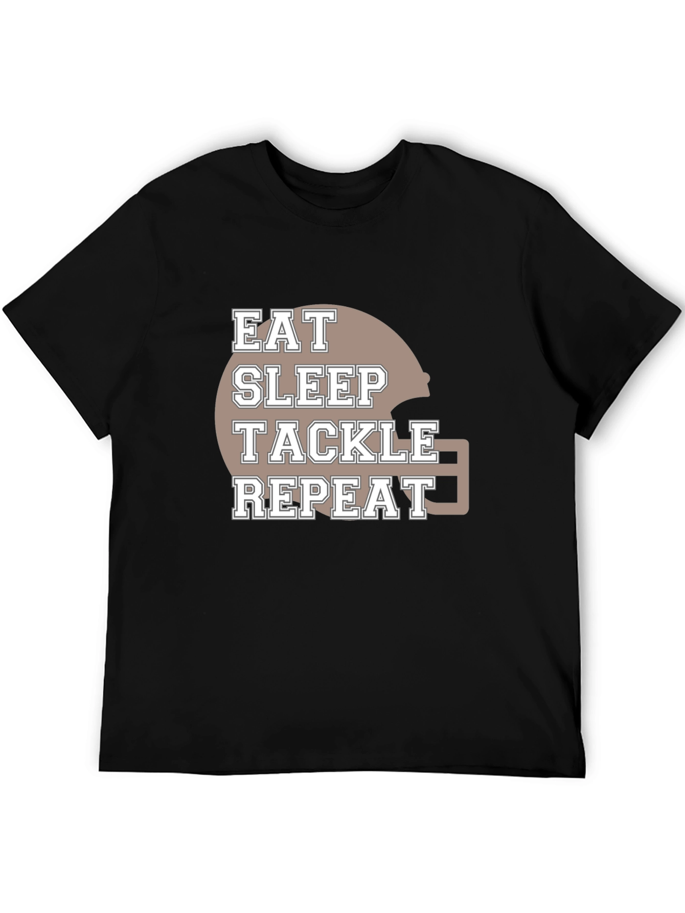 Black Eat Sleep Tackle Repeat Football T-Shirt view 5