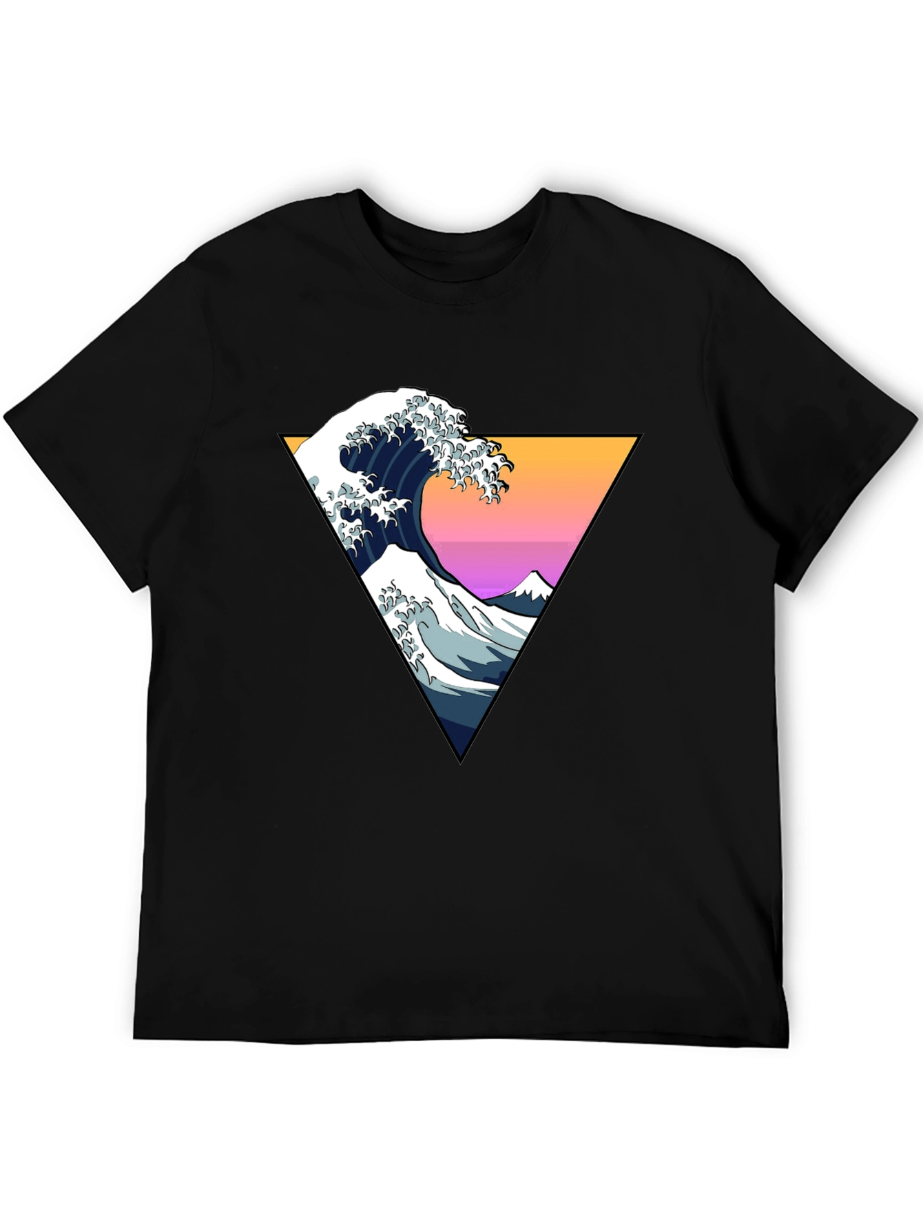Black Great Wave Geometric Triangle T-Shirt view 5