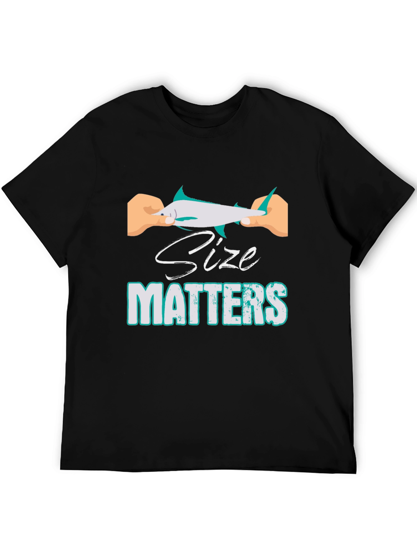 Black Size Matters Funny Fishing T-Shirt view 5