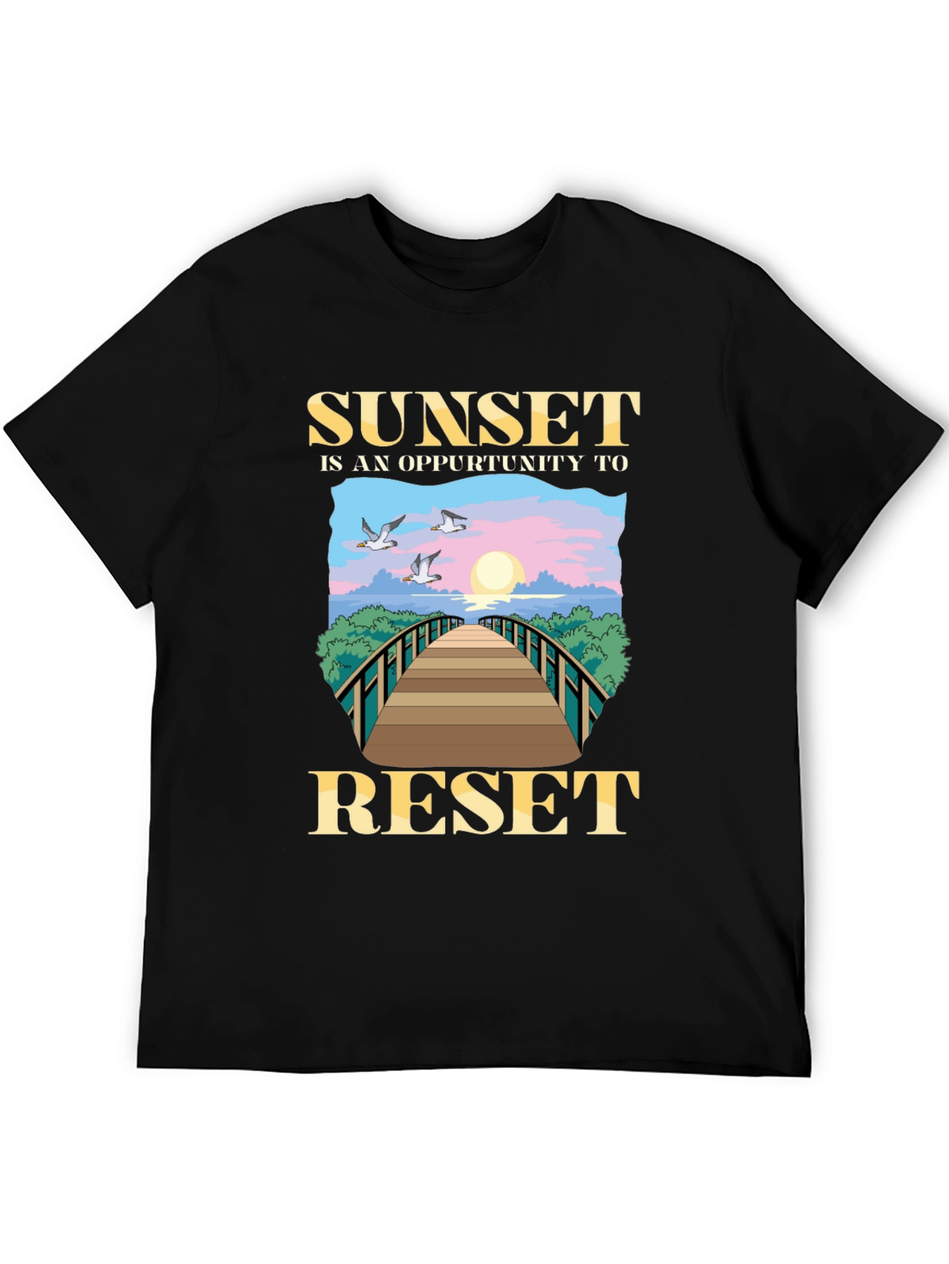 Black Sunset Reset Graphic Tee view 5