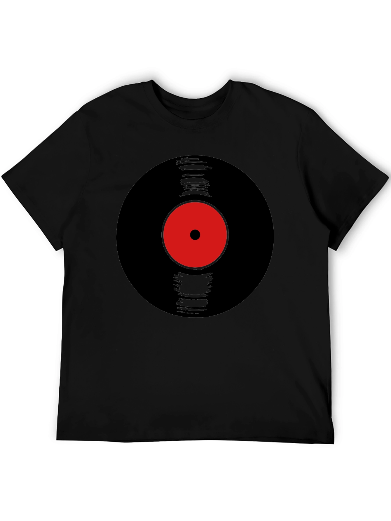 Black Retro Vinyl Record Graphic Tee - Black view 5