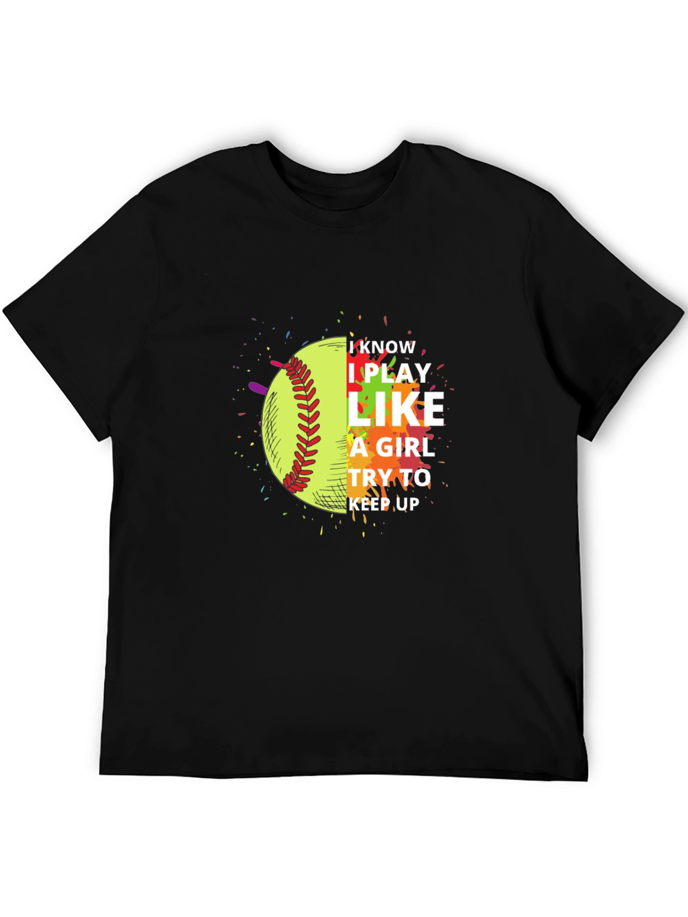 Black I Play Like a Girl Softball T-Shirt view 5