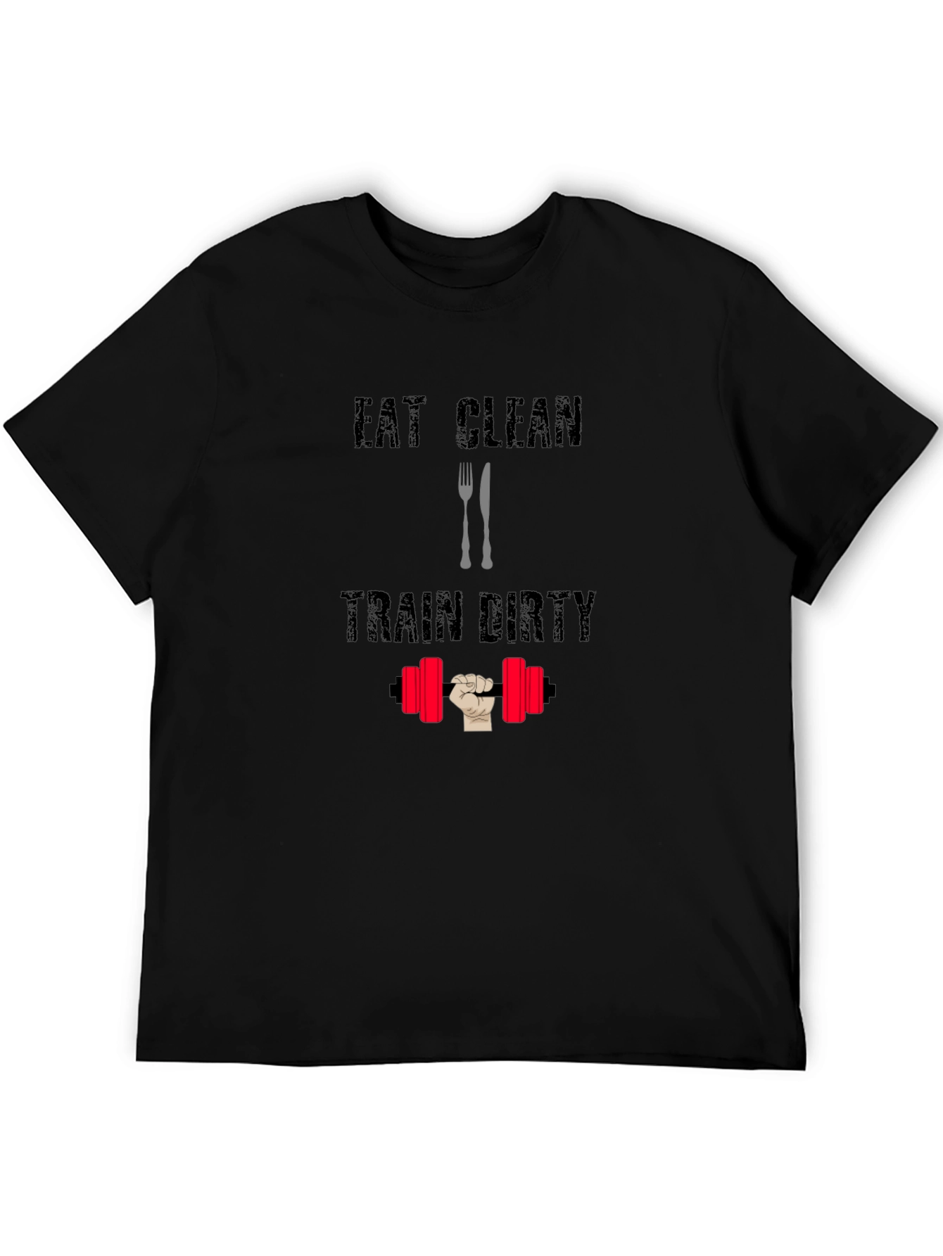 Black Eat Clean Train Dirty Black Graphic T-Shirt view 5