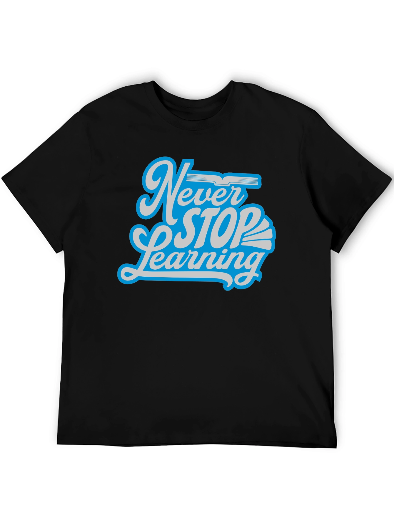 Black Never Stop Learning Graphic T-Shirt view 5