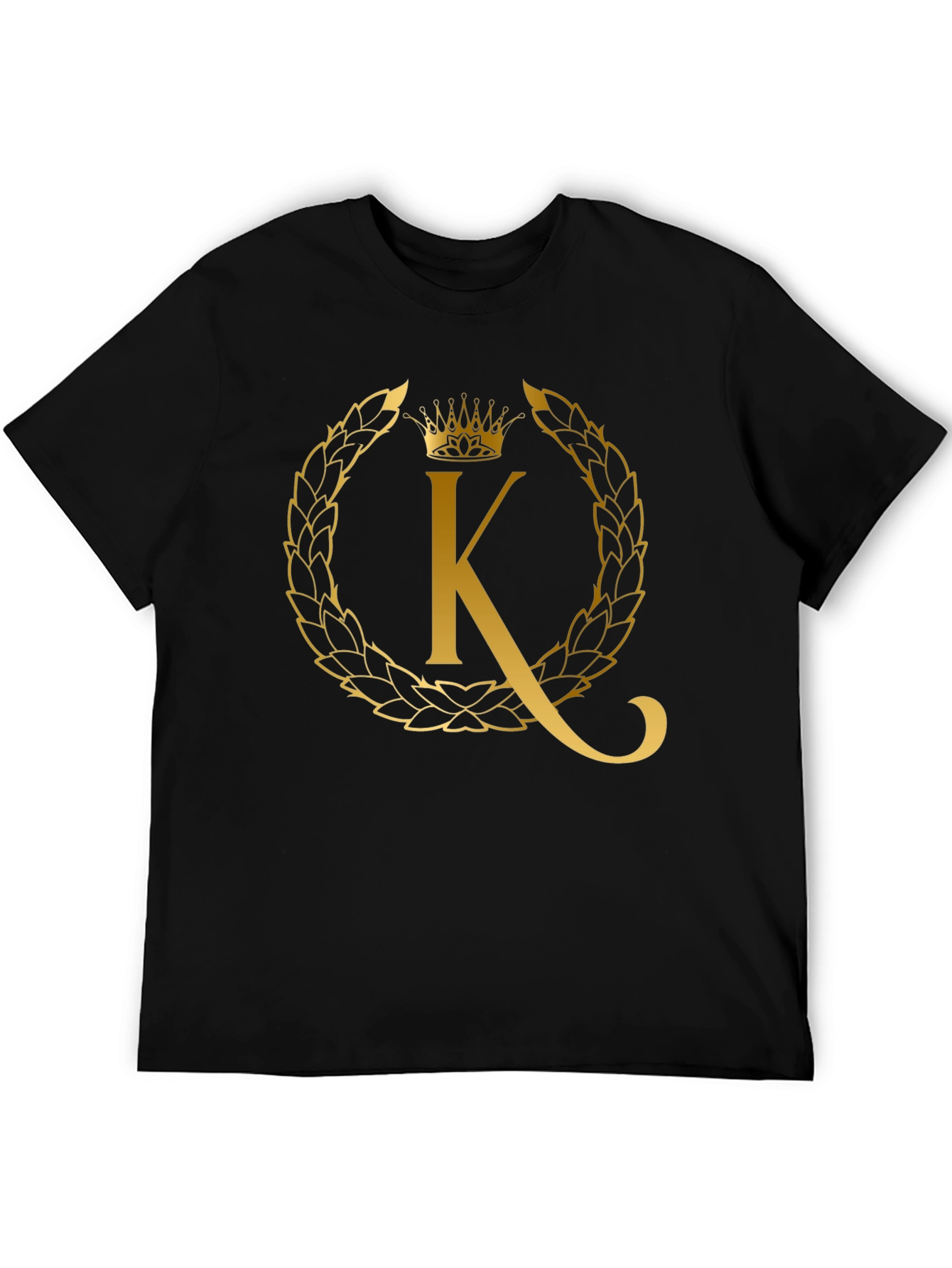 Black Golden 'K' Crown Tee - Stylish Men's Graphic T-Shirt view 5