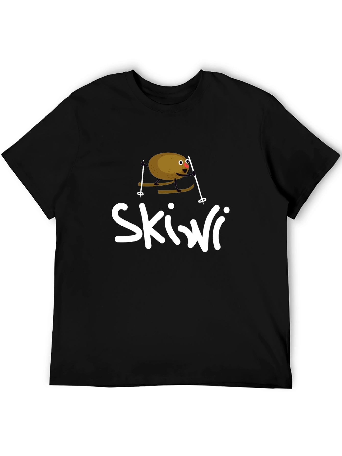Black Skiwi Funny Kiwi Skiing T-Shirt view 5