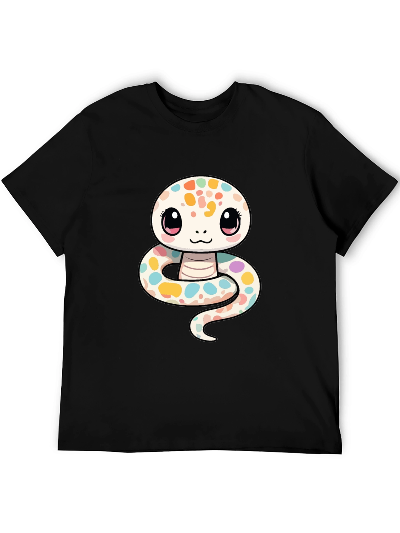 Black Cute Cartoon Snake Graphic T-Shirt view 5