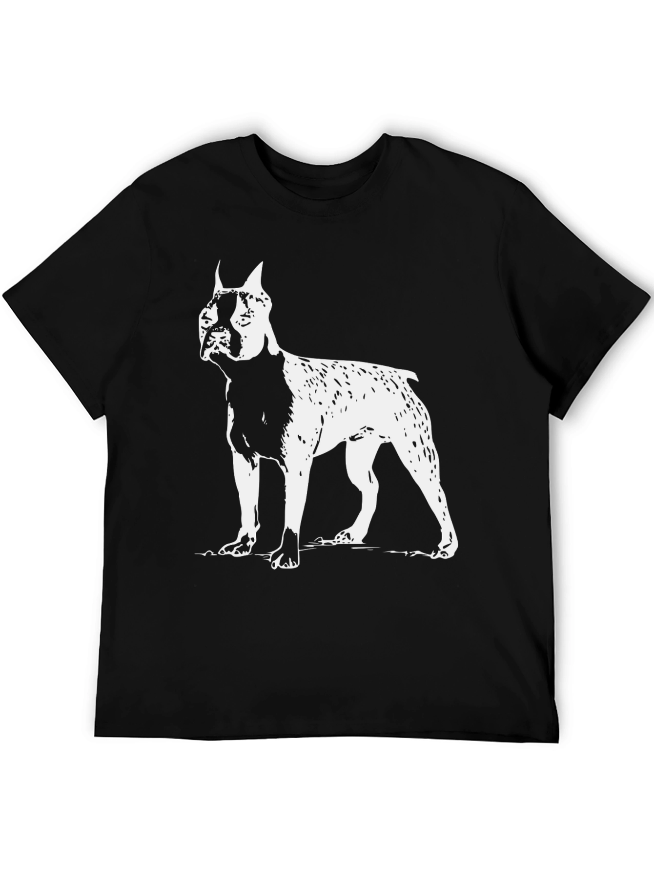 Black Boxer Dog Graphic Tee - Black Cotton T-Shirt view 5