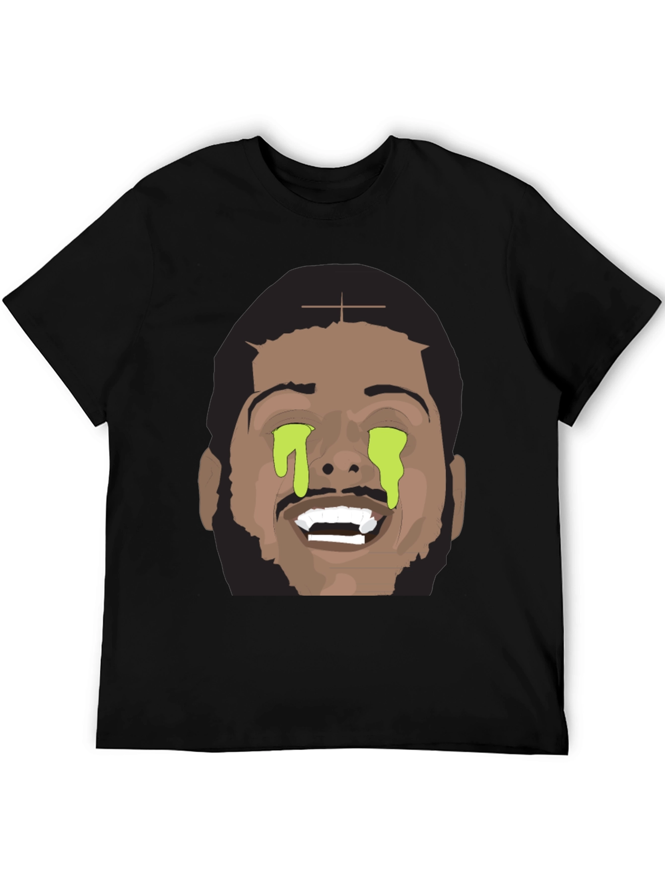 Black Graphic Tee with Dripping Eyes Design view 5