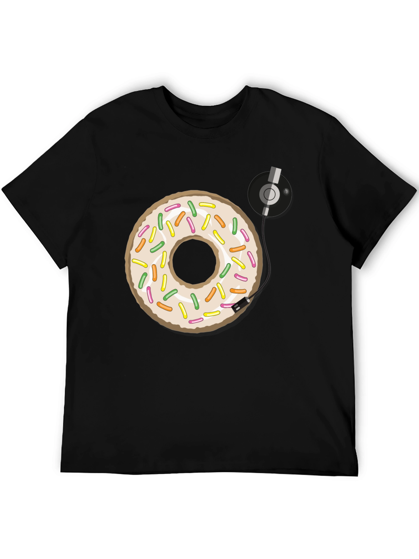 Black Donut Turntable Graphic Tee - Sweet & Groovy Style view 5