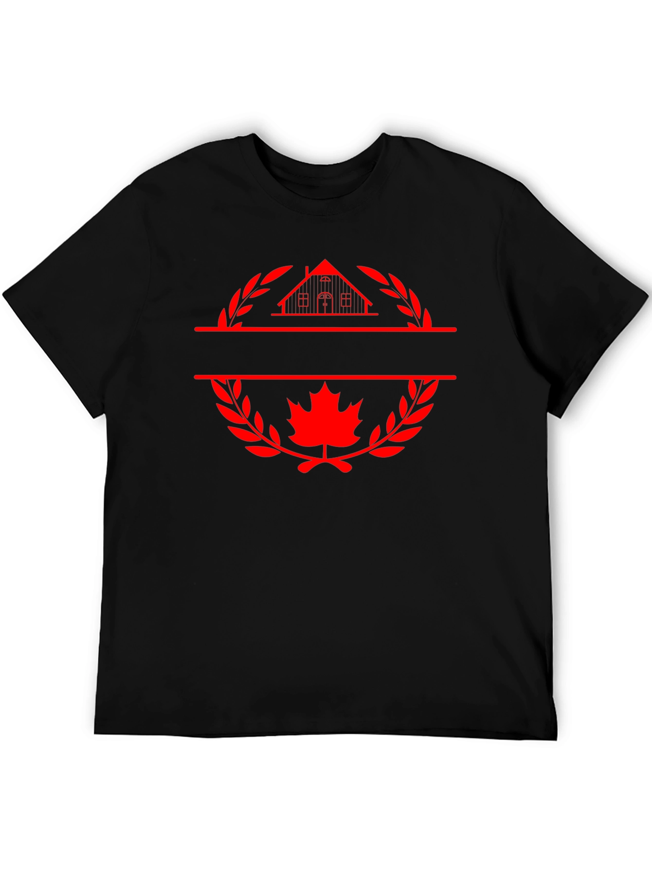 Black Black T-Shirt with House and Maple Leaf Graphic view 5