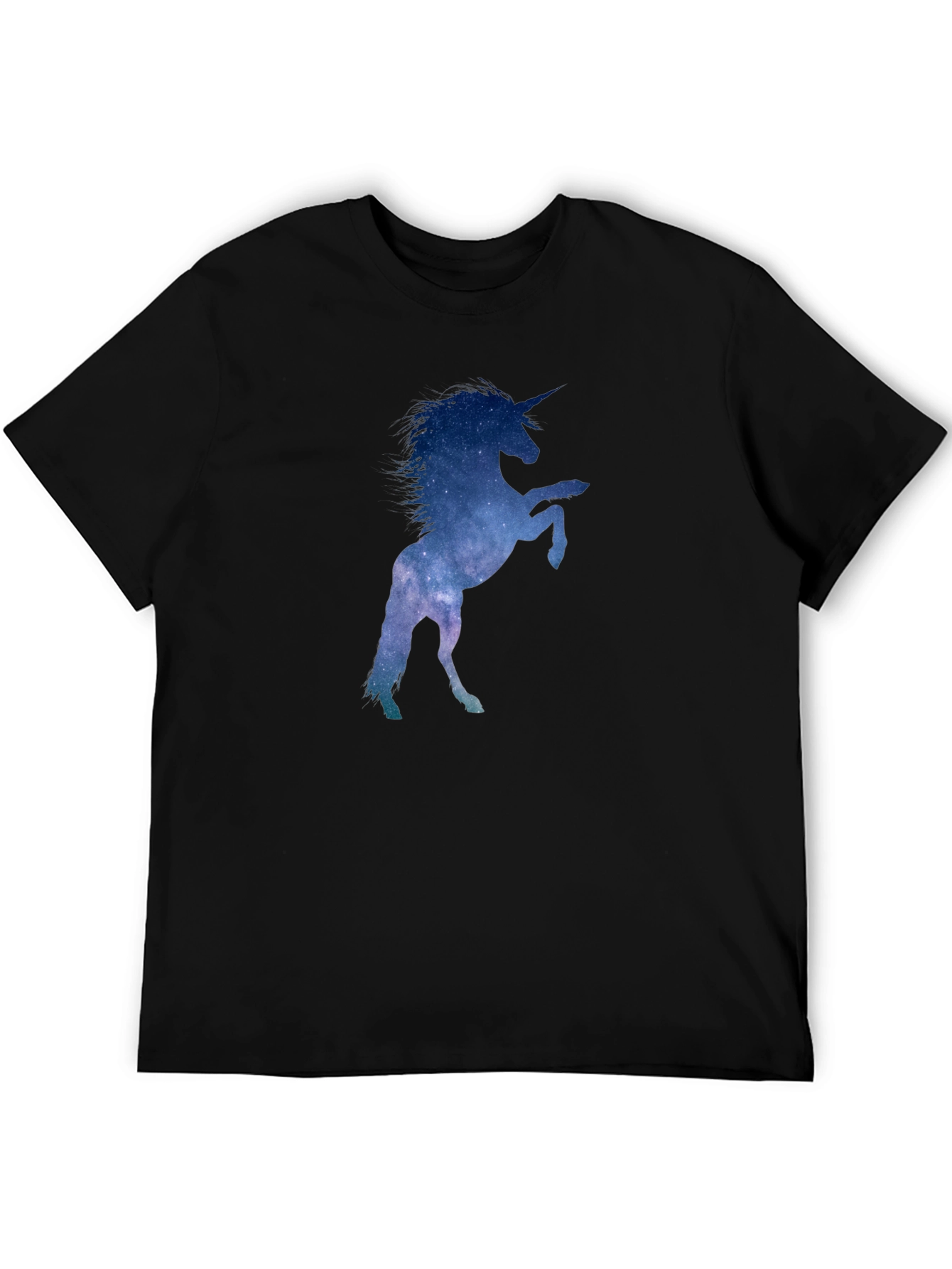 Black Unicorn Galaxy Silhouette T-Shirt - Black Cotton Tee view 5