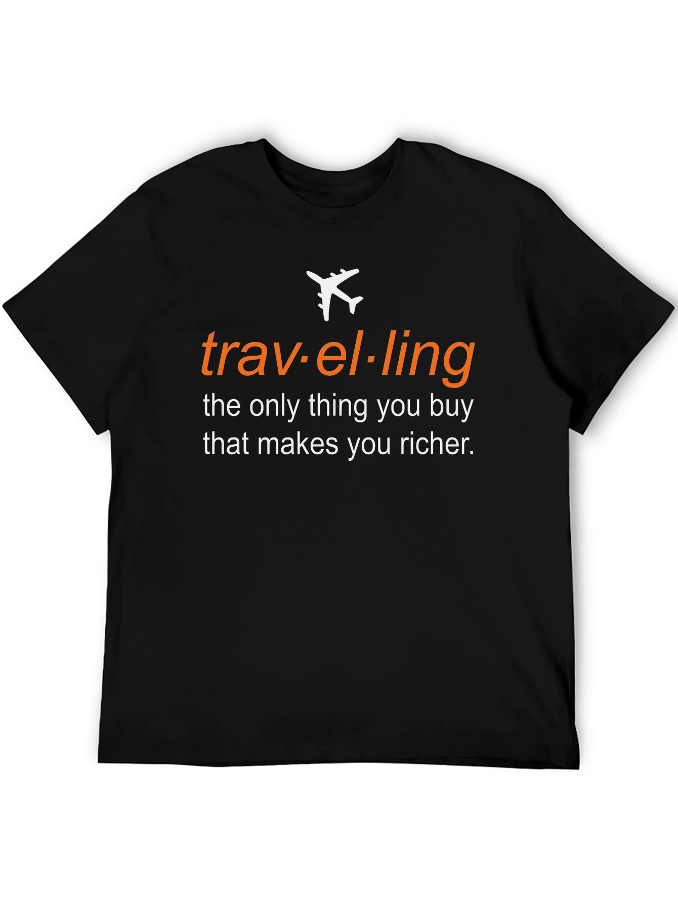 Black Travel Makes You Richer T-Shirt view 5