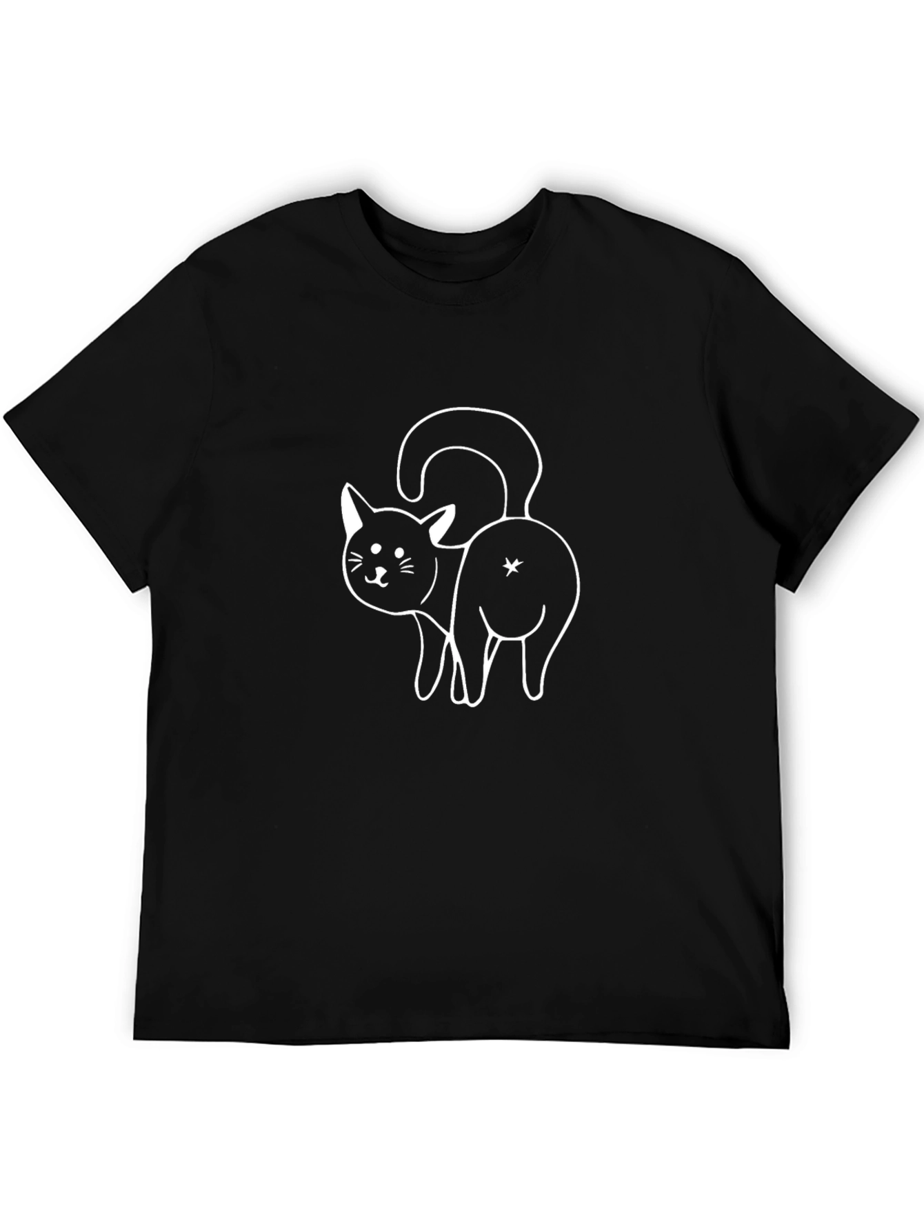 Black Funny Cat Butt Graphic T-Shirt - Black view 5