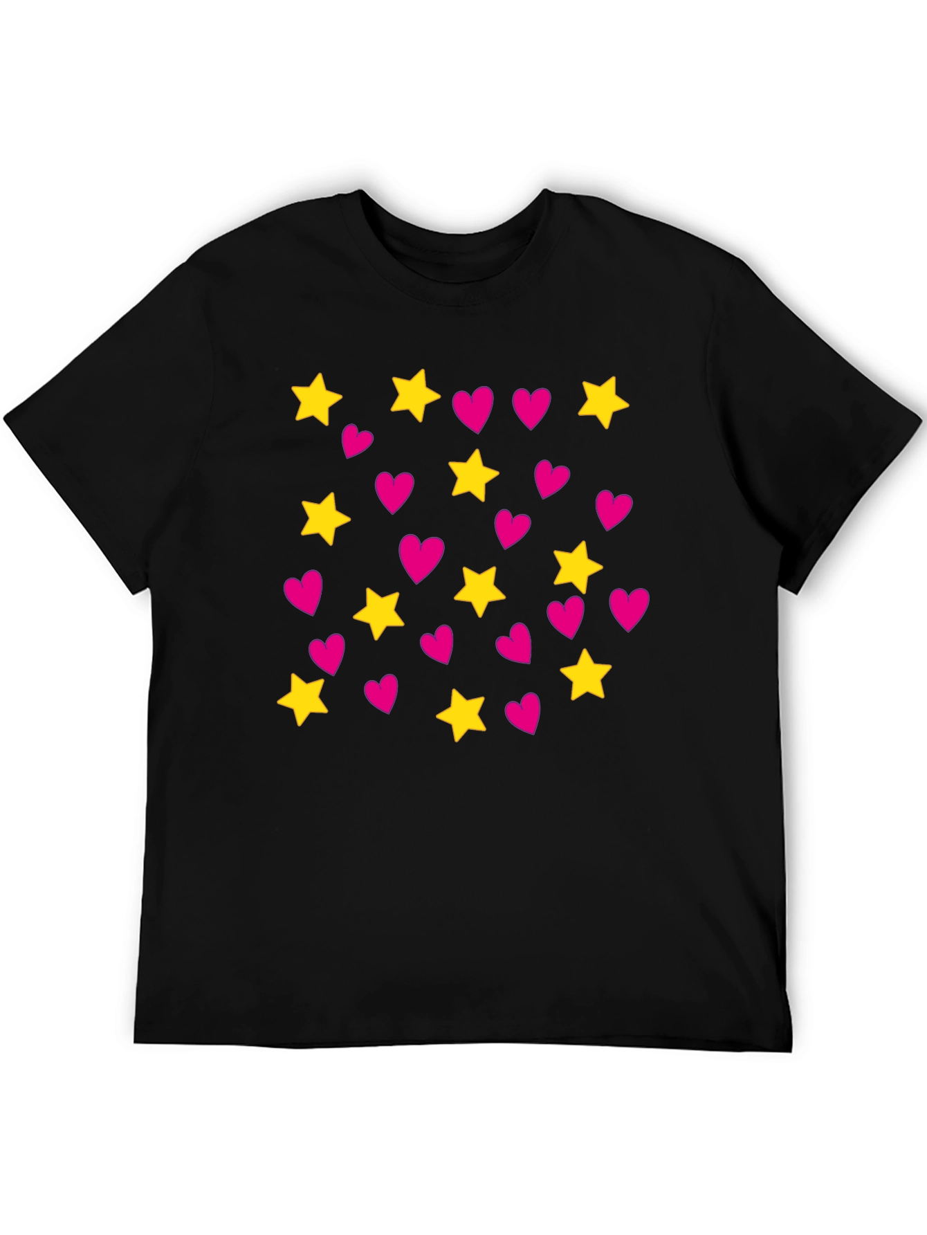 Black Star and Heart Pattern T-Shirt view 5