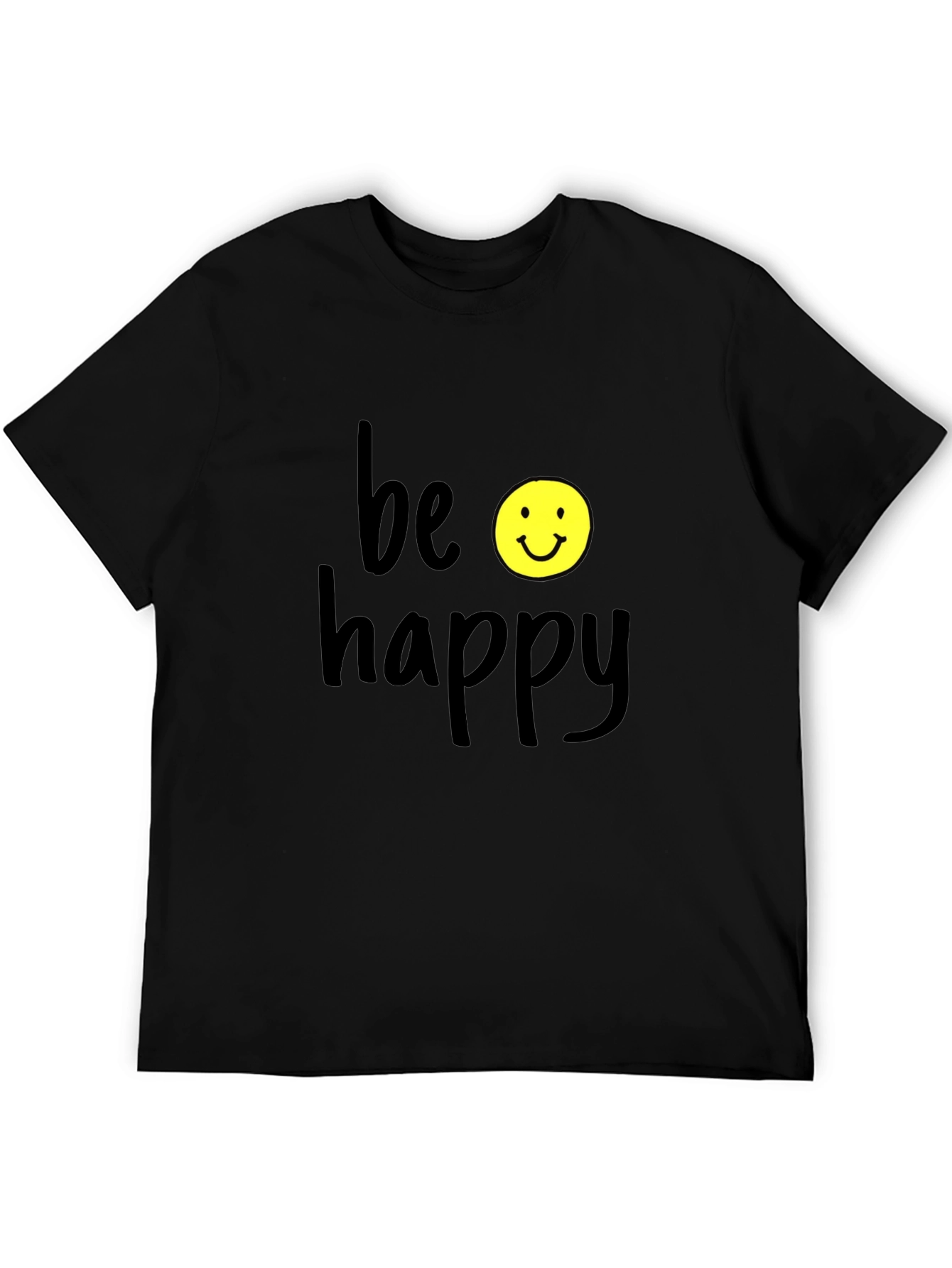 Black Be Happy Graphic Tee - Black Casual T-Shirt view 5
