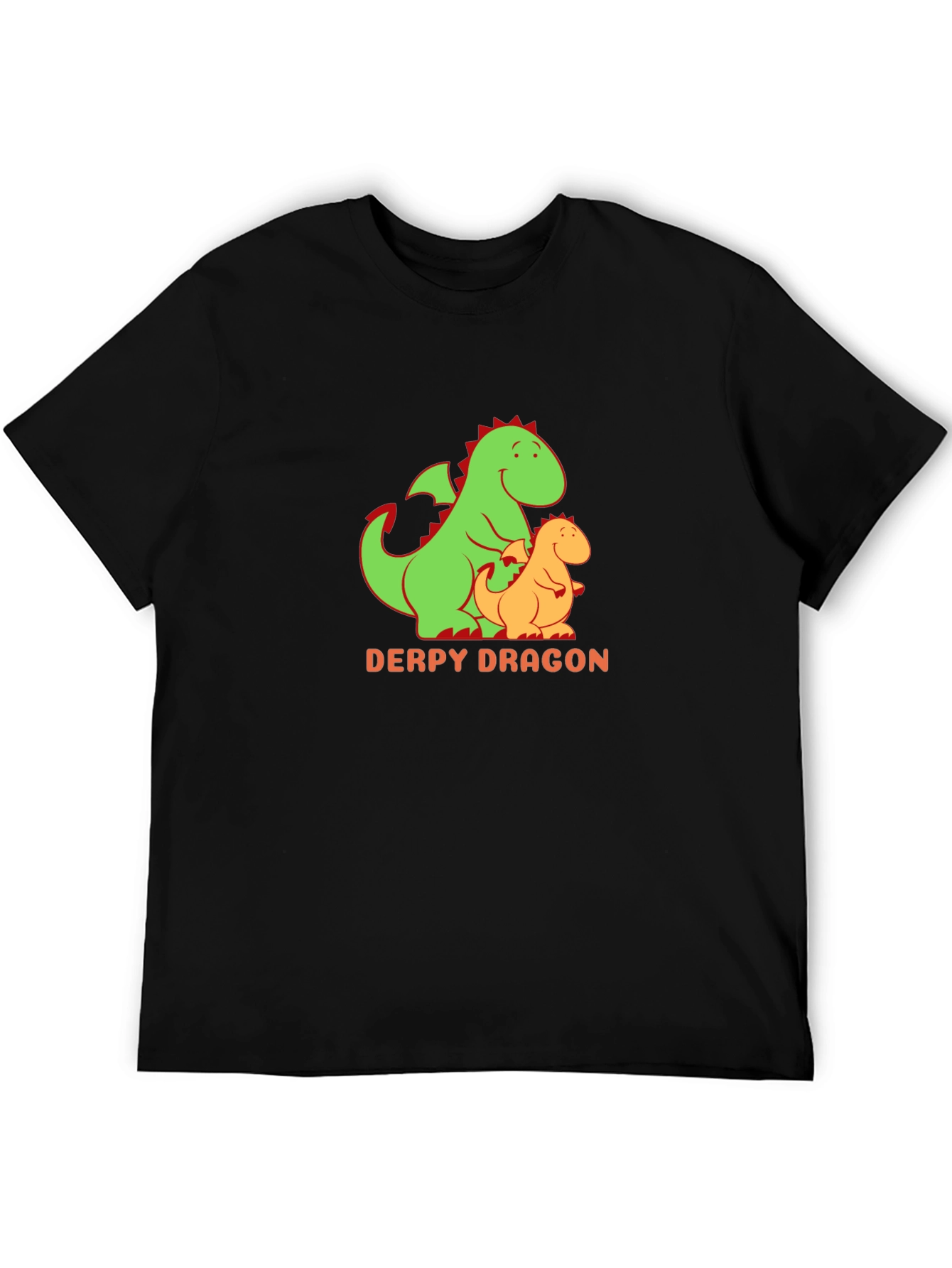 Black Derpy Dragon Graphic Tee - Black Cotton T-Shirt view 5