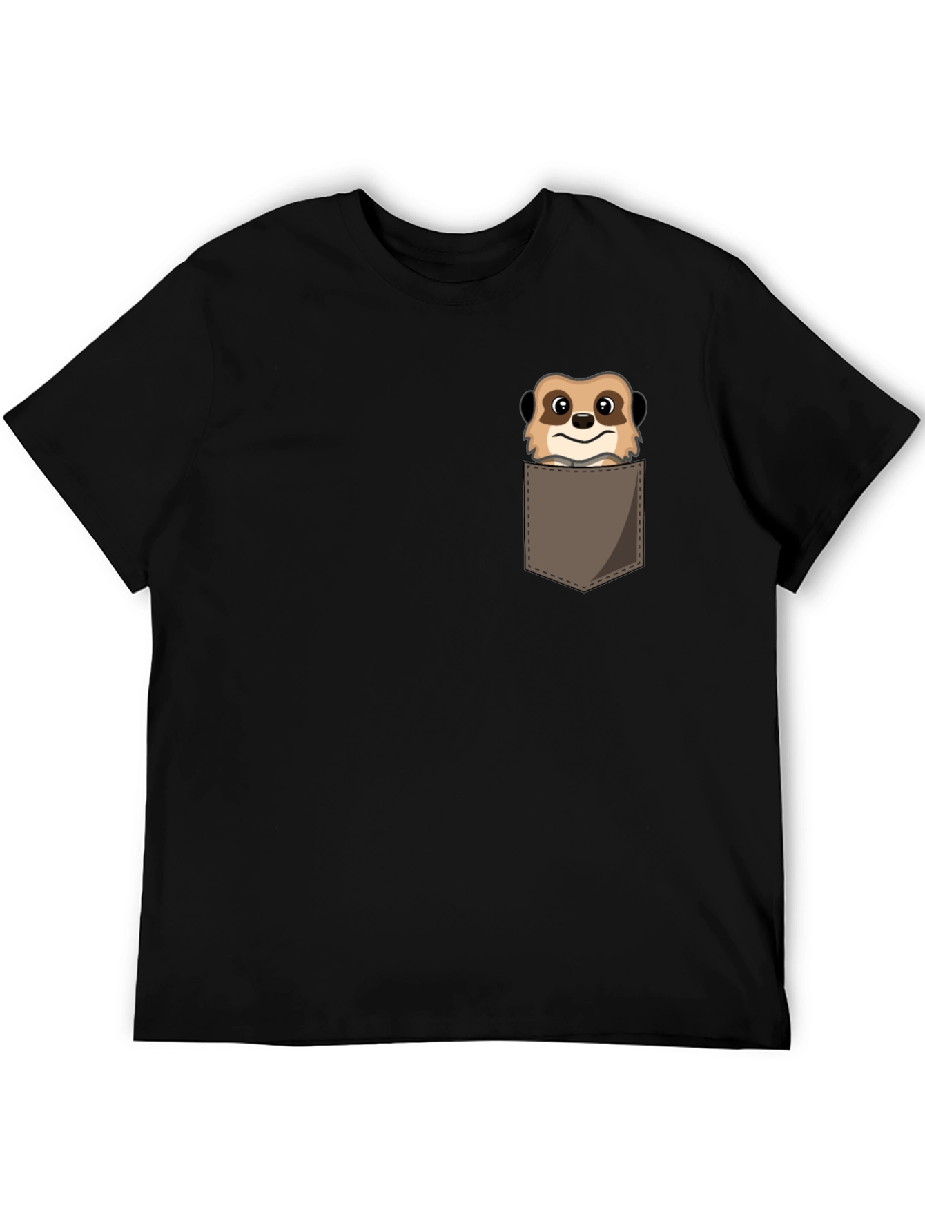 Black Meerkat Pocket T-Shirt - Novelty Animal Tee view 5