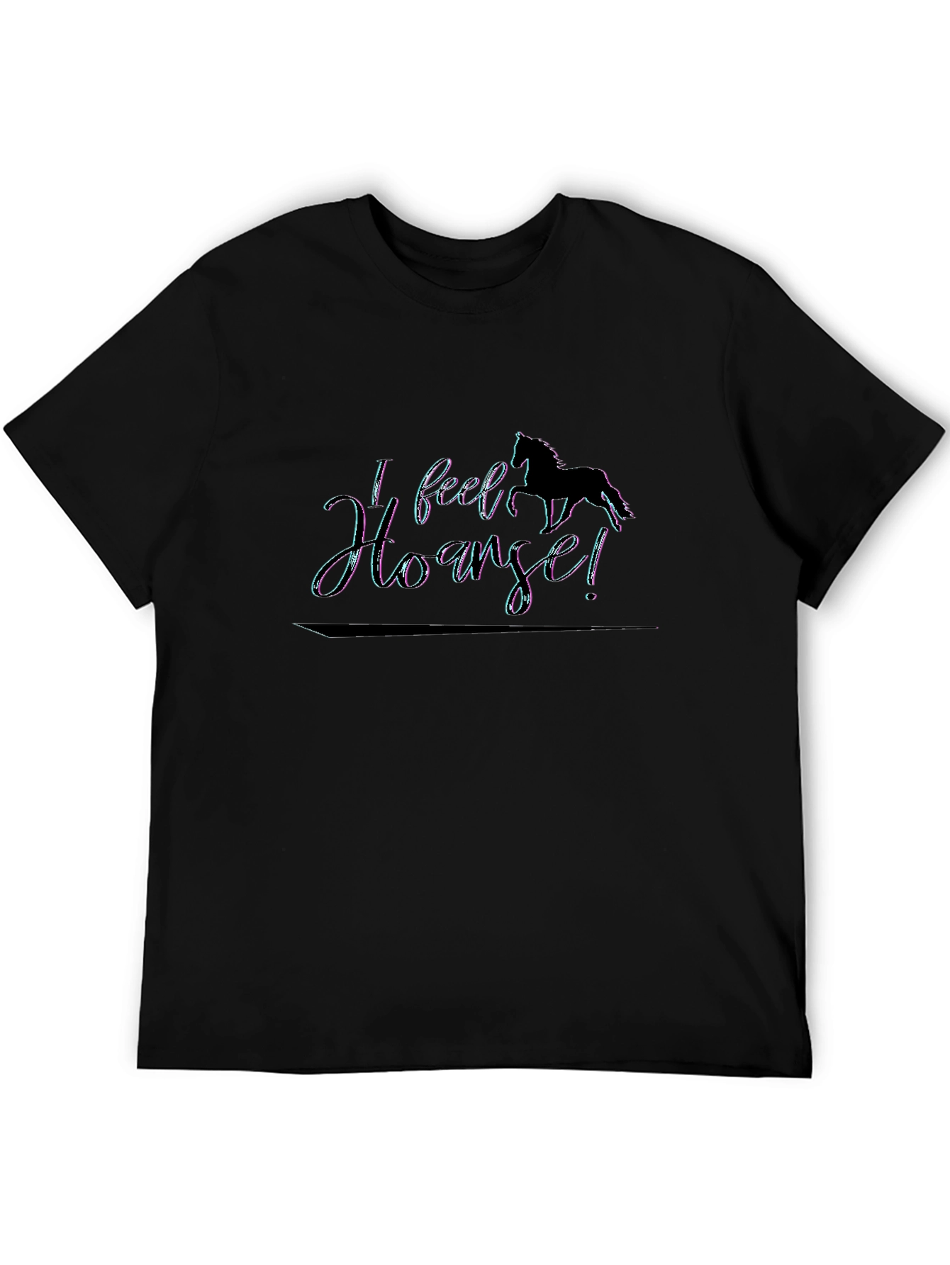 Black I Feel Horse! Graphic Tee - Black Unisex T-Shirt view 5