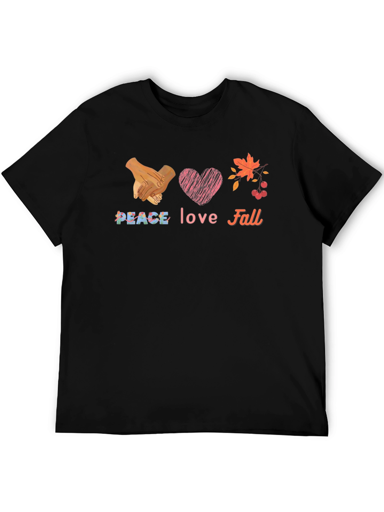 Black Peace Love Fall Graphic T-Shirt view 5