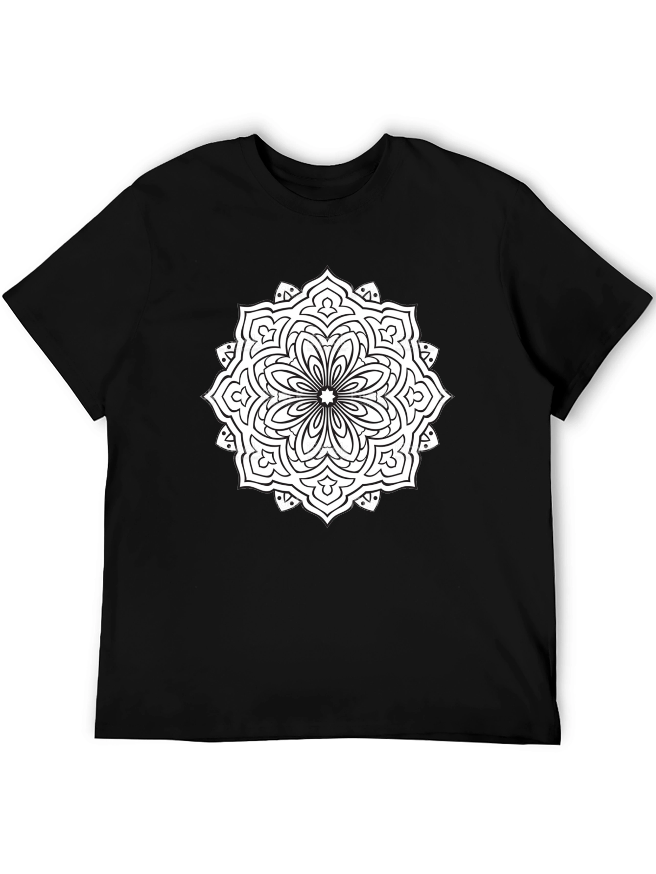 Black Mandala Graphic Tee - Black Cotton T-Shirt view 5