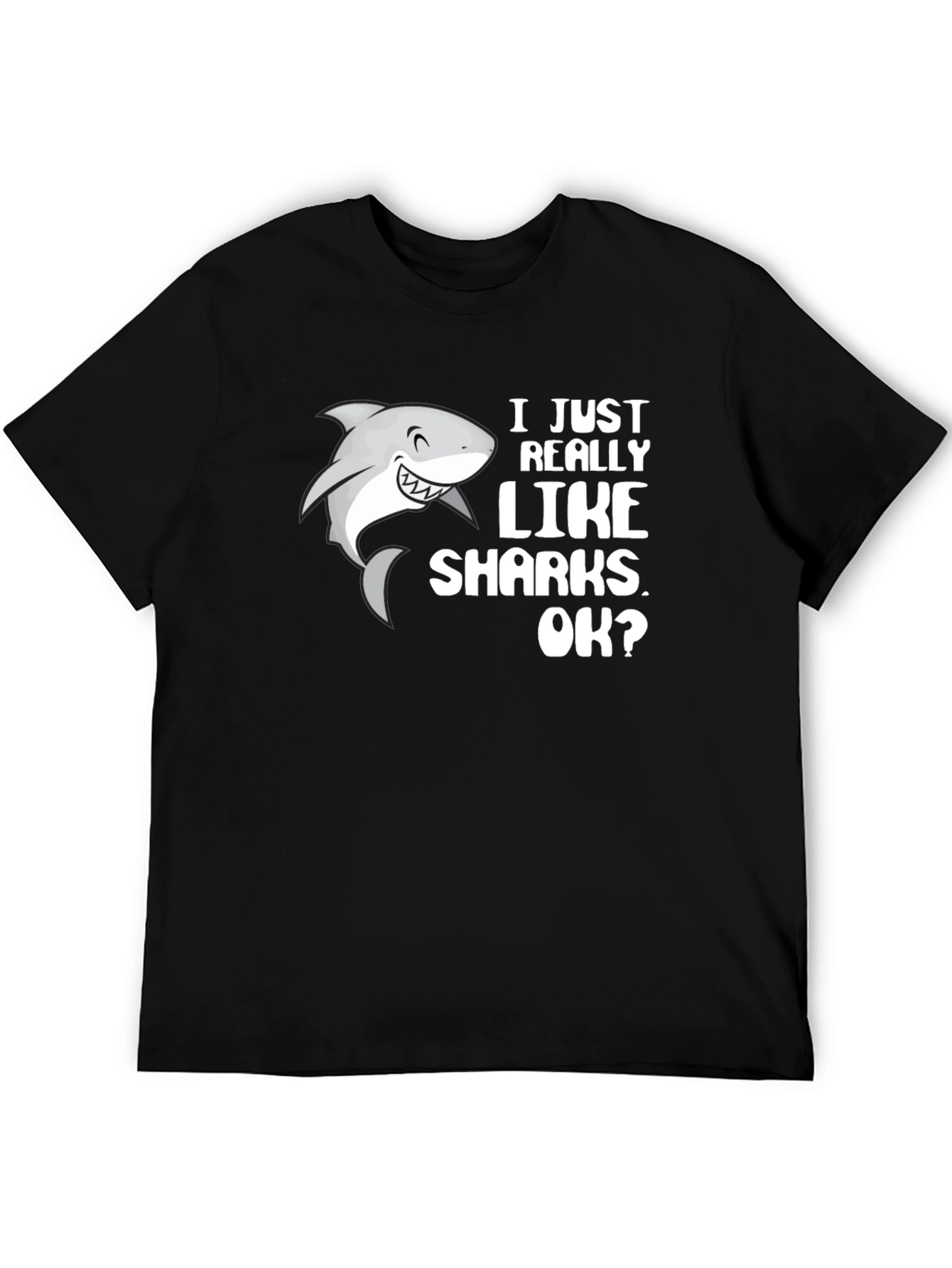 Black I Just Really Like Sharks T-Shirt - Black view 5