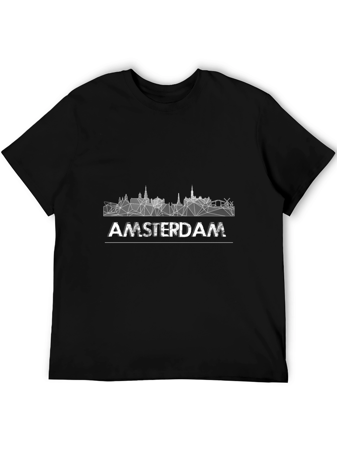 Black Amsterdam Skyline Geometric Graphic Tee view 5