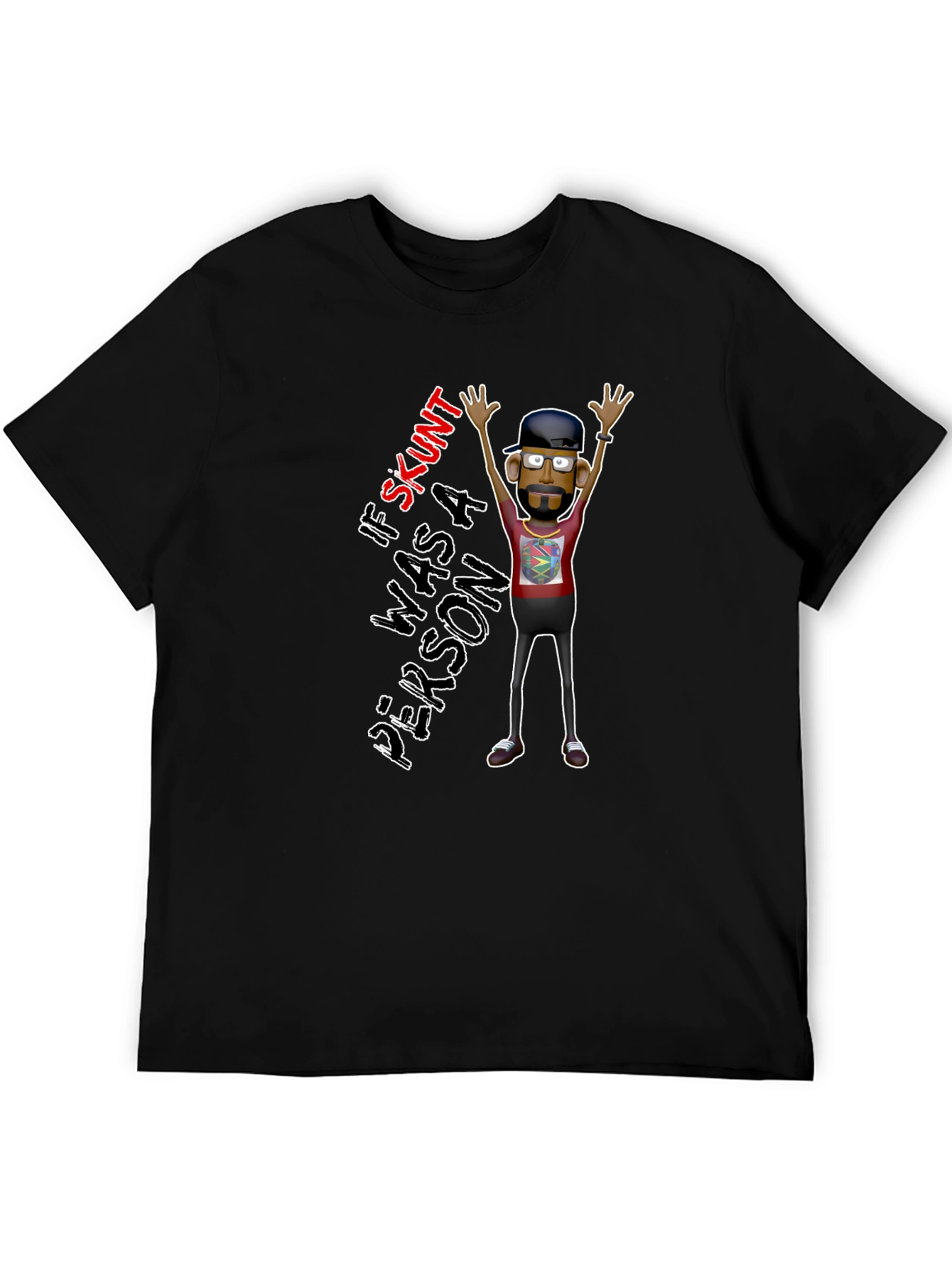 Black Skunt Person Graphic Tee - Funny Novelty Shirt view 5