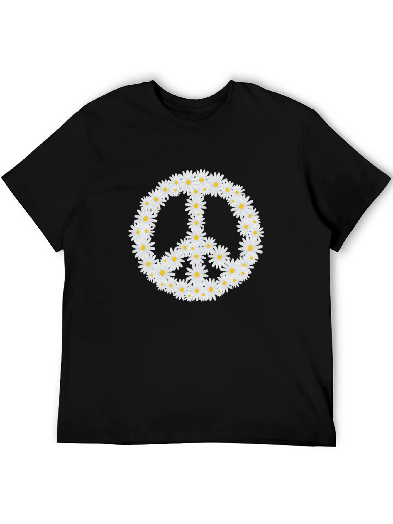 Black Daisy Peace Sign Black T-Shirt view 5