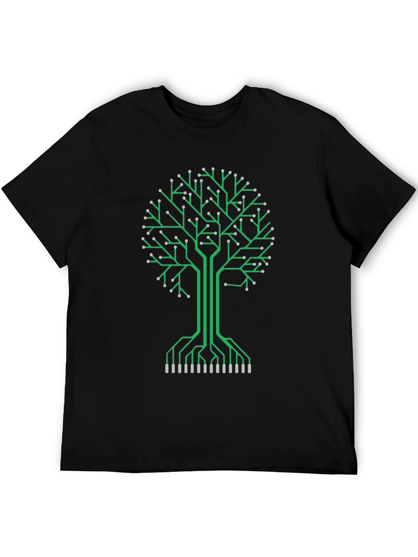 Black Circuit Board Tree Graphic Tee - Tech Inspired Fashion view 5