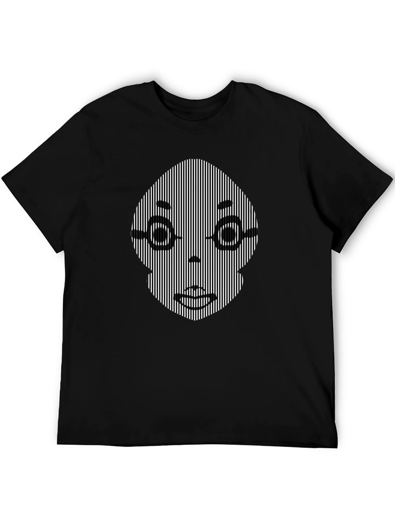Black Optical Illusion Face Graphic Black T-Shirt view 5