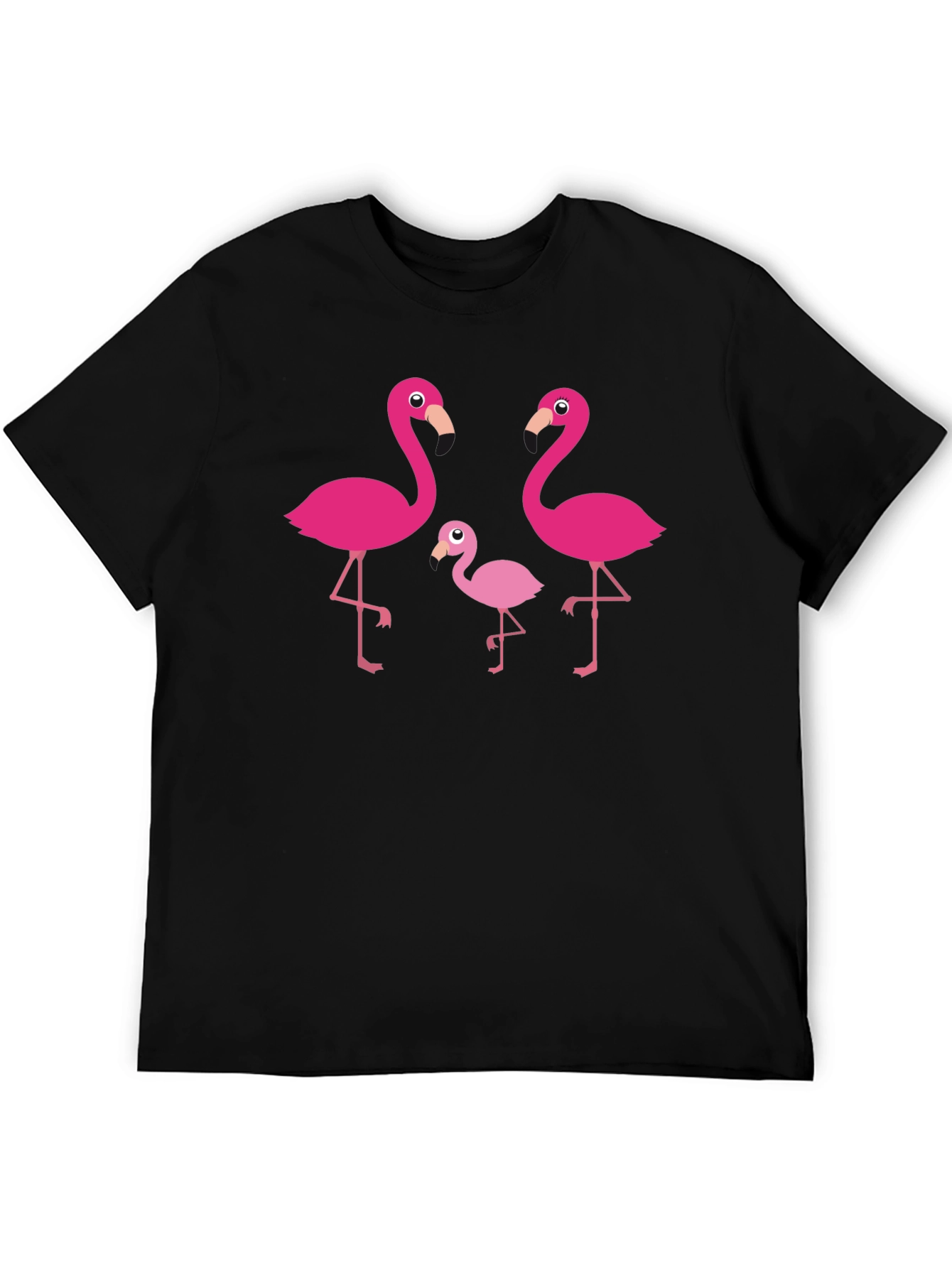 Black Flamingo Family Graphic Tee - Black Cotton T-Shirt view 5
