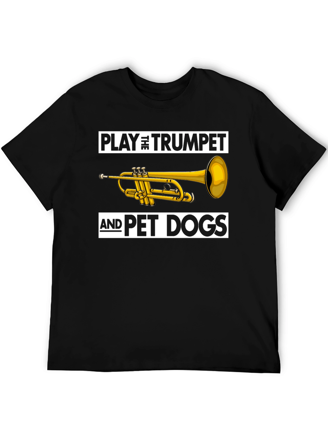 Black Play Trumpet Pet Dogs Black Graphic Tee view 5