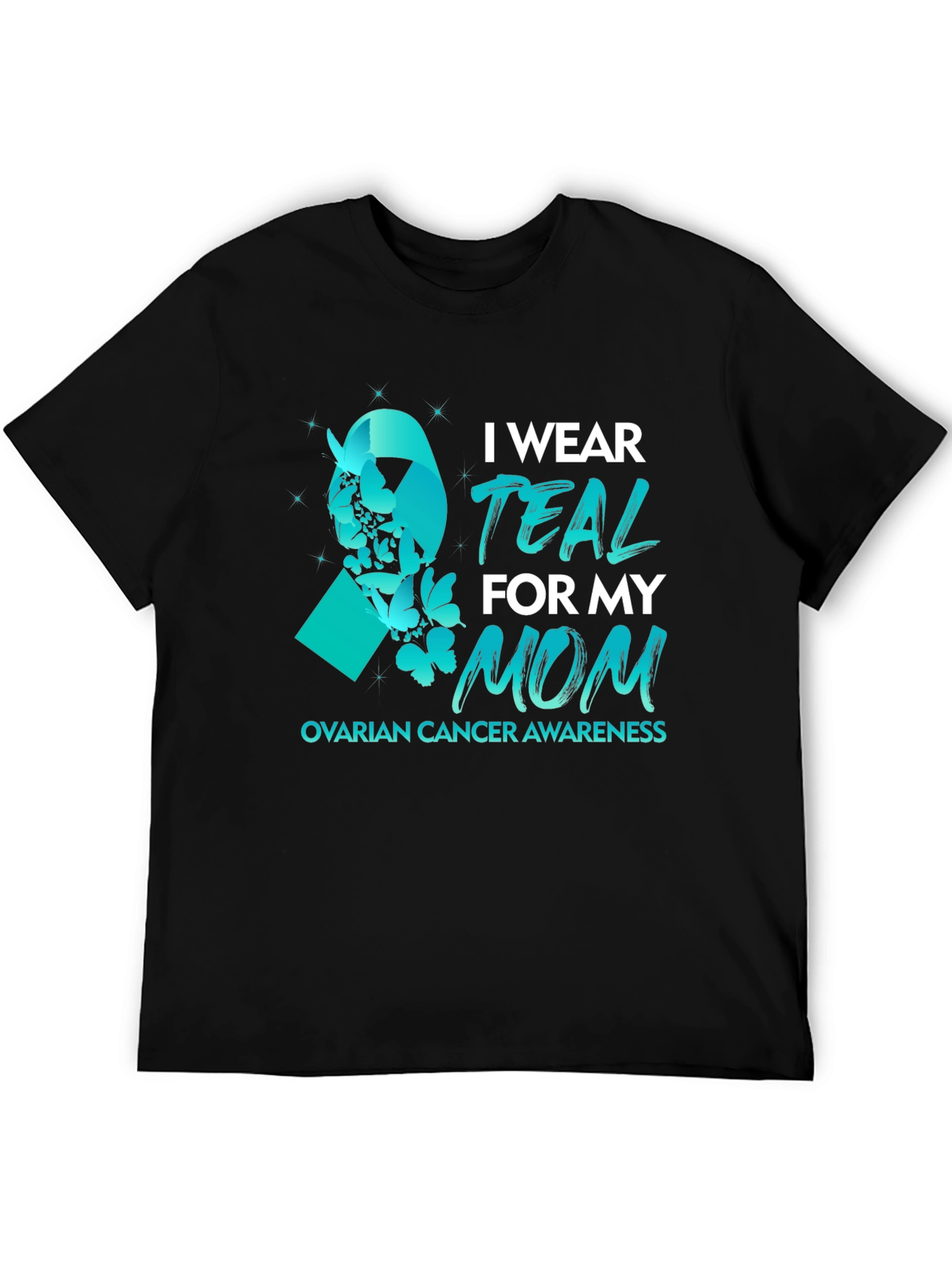 Teal Ribbon Ovarian Cancer Awareness T-Shirt - 5