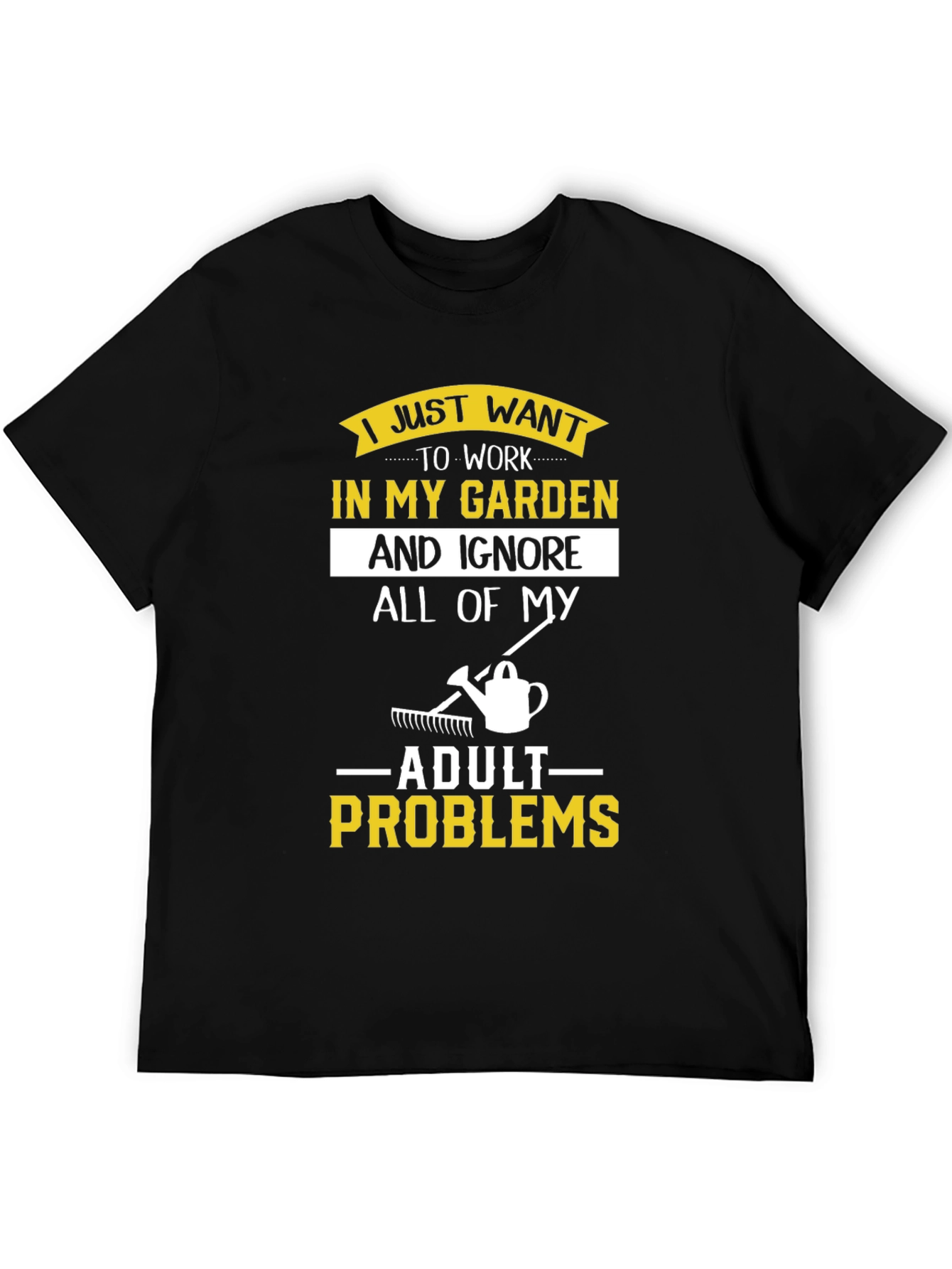Black Funny Gardener T-Shirt: Ignore Adult Problems view 5