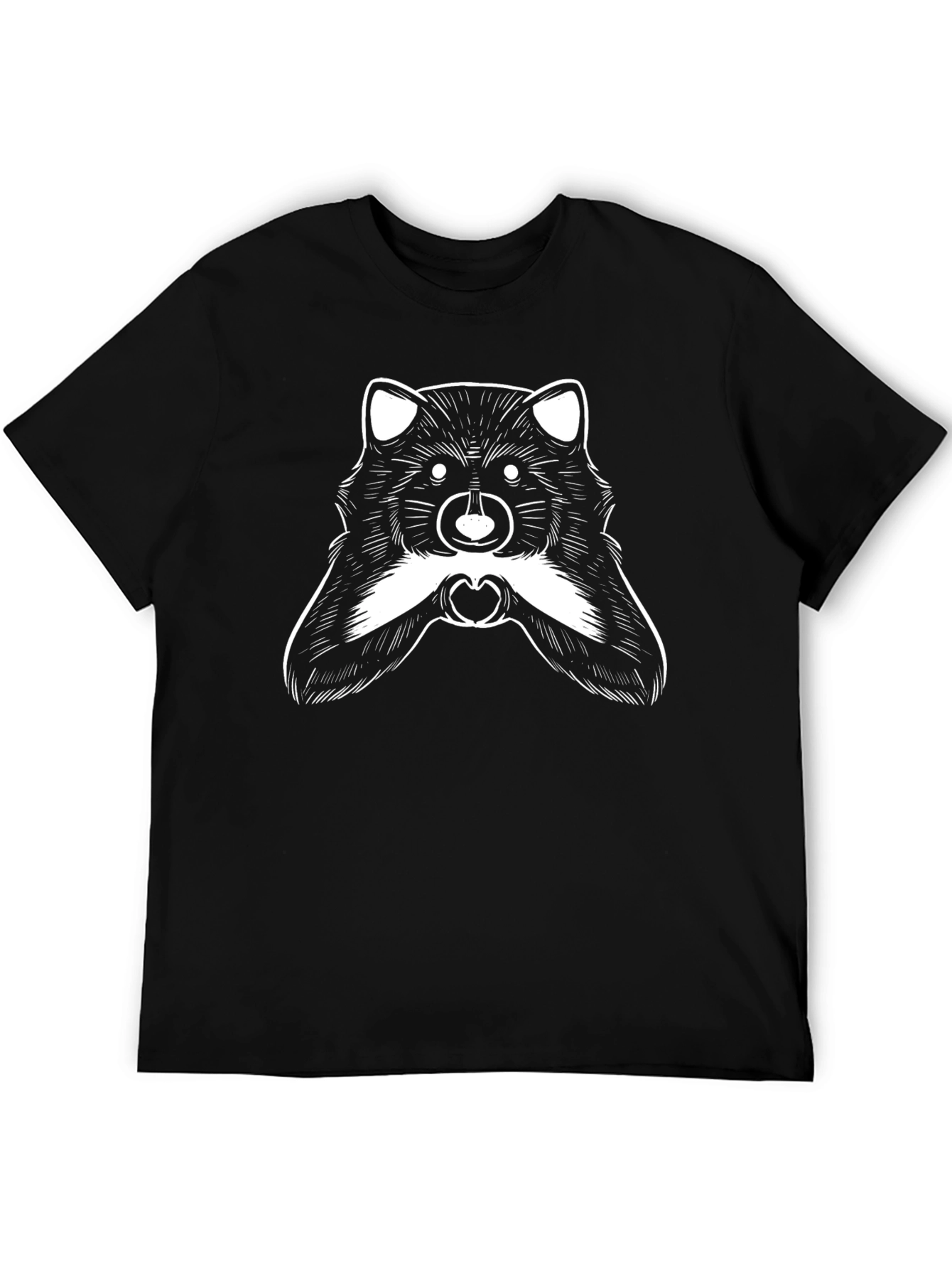 Black Raccoon Heart Hands Graphic T-Shirt view 5